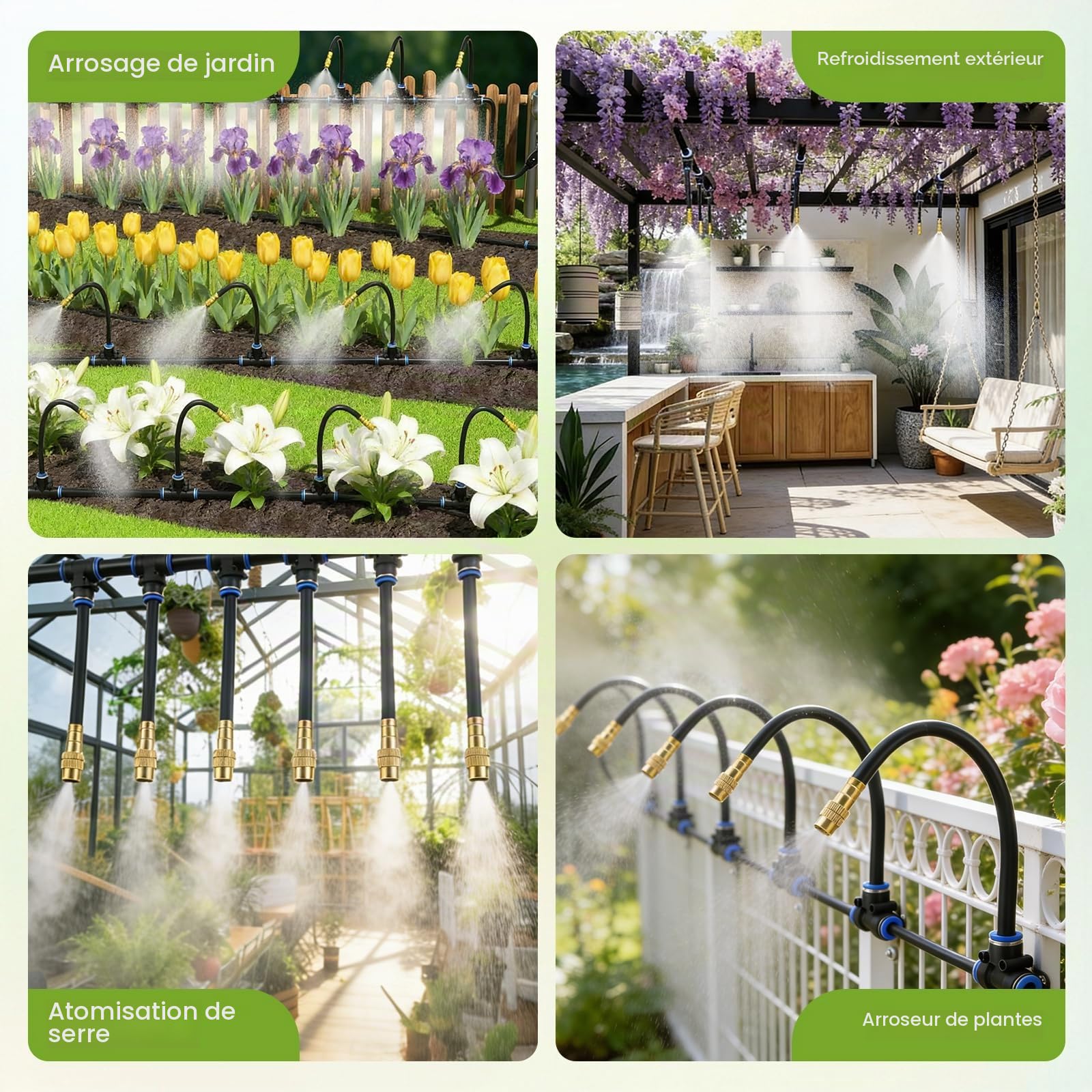 360° Curved Garden Automatic Irrigation System, Arrosage Automatique Pour Jardin avec 24 Buses Réglables, Kit de Système d’Irrigation pour De Plein Air Garden, Yard, Lawn(30M)