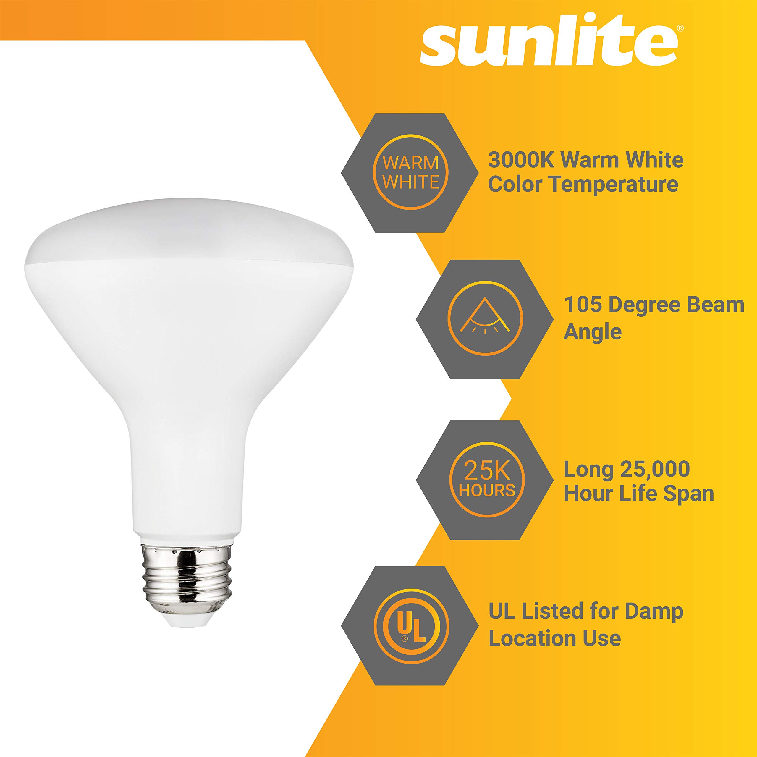 Sunlite 81395 LED BR30 Recessed Light Bulb 10 5 Watt 65w Equivalent 800 Lumens Medium E26 Base Dimmable — view 3