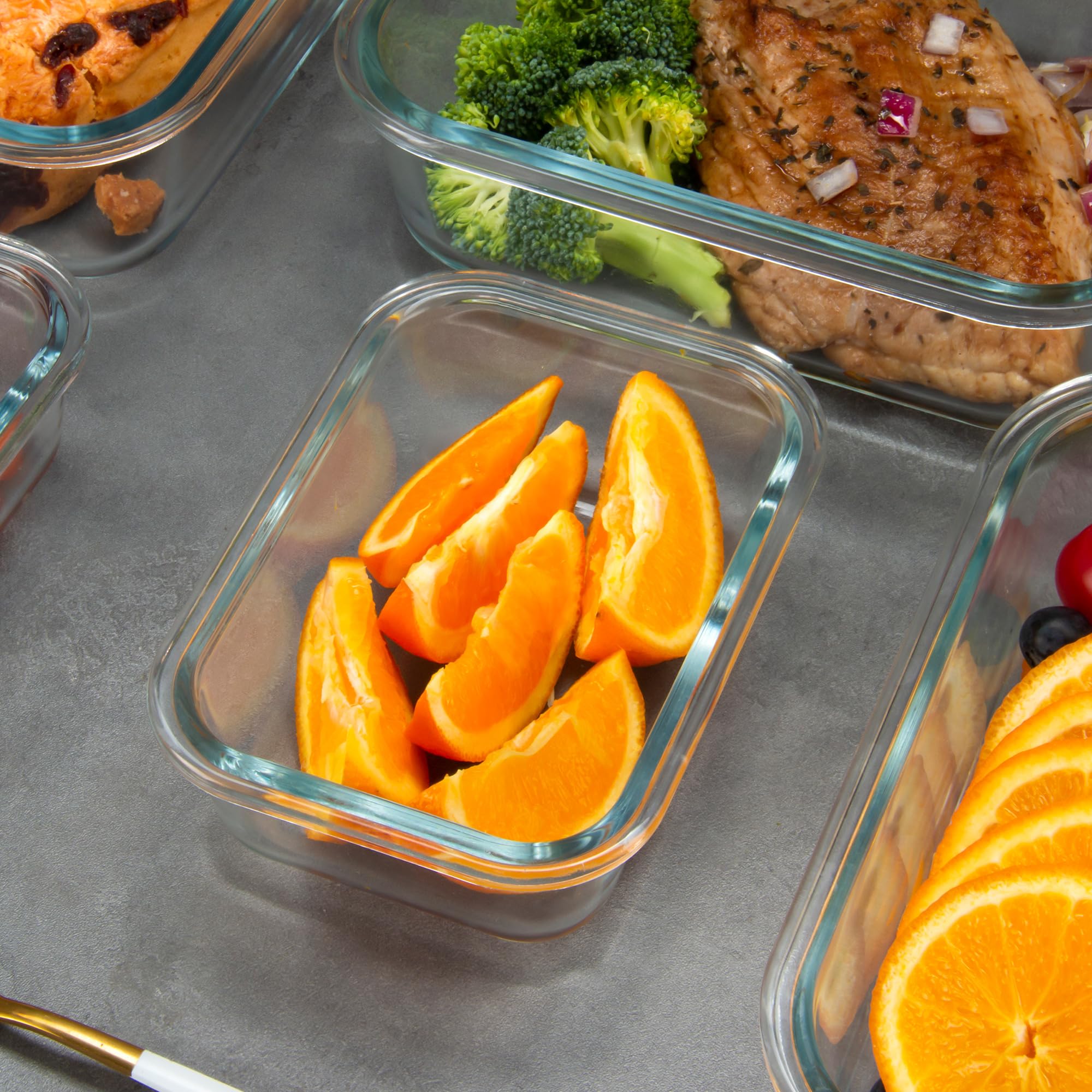 FAWLES 12 Stück Glas Meal Prep Container mit luftdichten Deckeln, auslaufsichere Frischhaltedosen, spülmaschine/mikrowellen/ofen/gefriergeeignet, Glasbehälter für Mittagessen, Reste, to Go (blau)