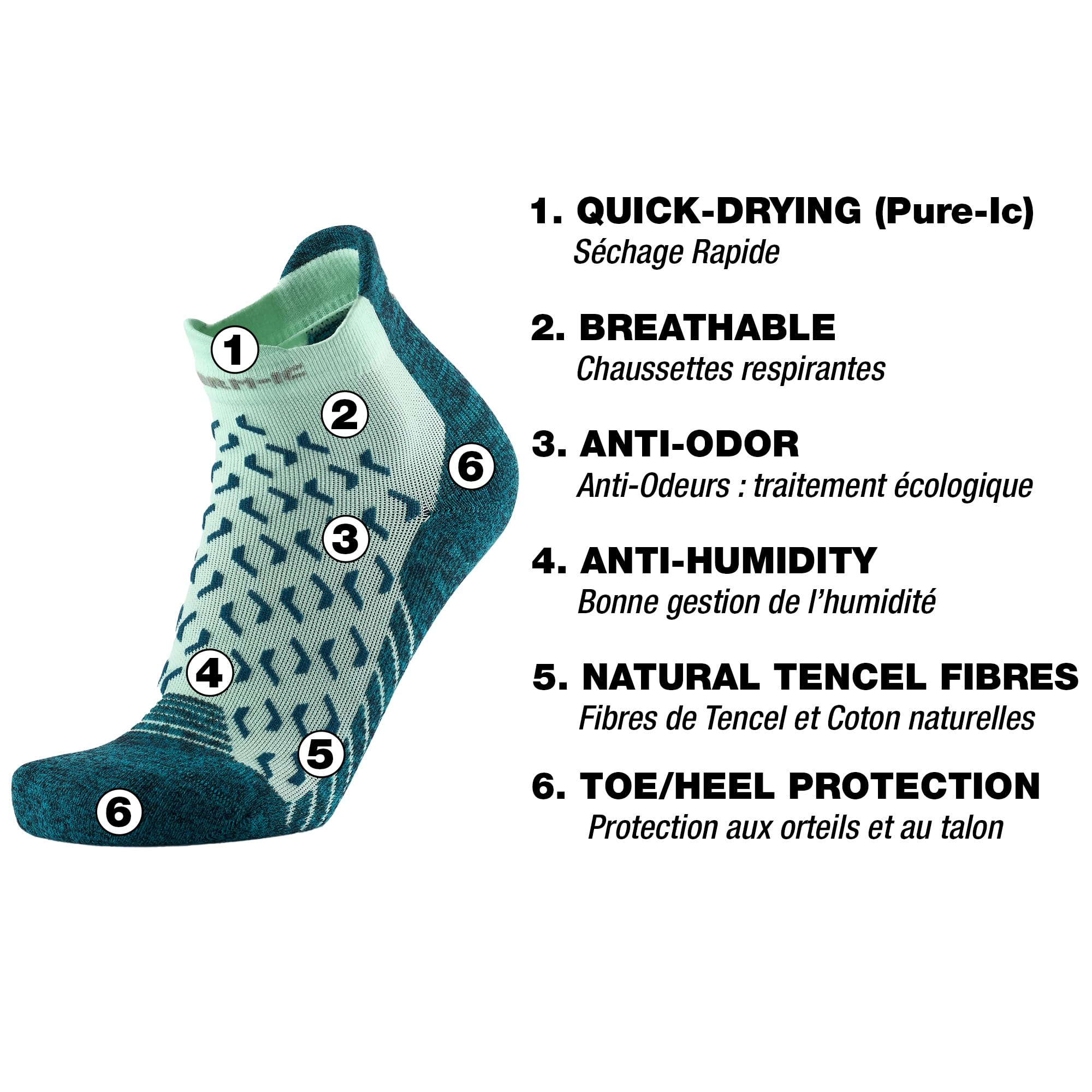 Thermic - Calcetines de senderismo para mujer, ultraligeros y finos, de secado rápido, pies secos, antiolor y antihumedad, calcetines trekking al aire libre UltraCool Ankle