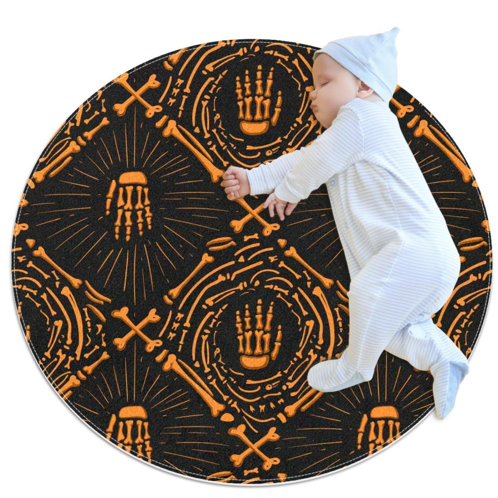 Tapis de salle de bain Halloween antidérapant et rond pour chambre et canapé