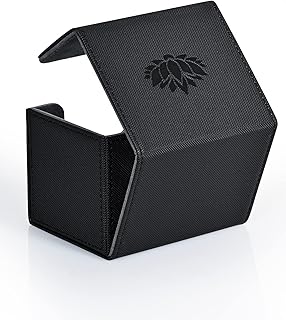 UAONO Card Deck Box for MTG Cards, Large Deck Case Fits 120+ Sleeved Cards, Magic Commander Deck Box with 2 Dividers Compatible with all Collectible Trading Cards(Black,Lotus)