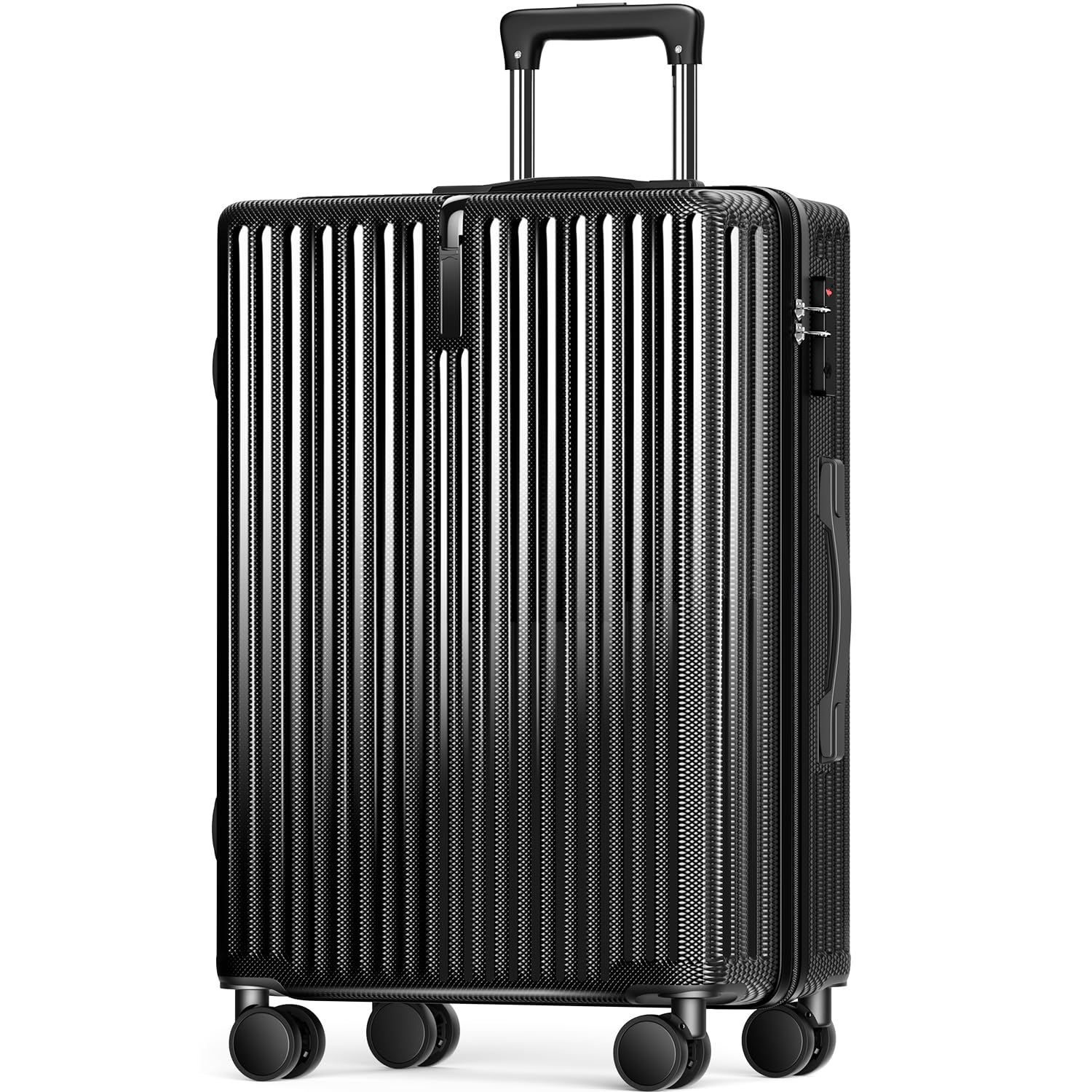 [Atzone Ginza] スーツケース 機内持ち込み 大容量 キャリーケース 軽量 USBポート付き 隠しフック 多機能 静音ダブルキャスター TSAロック搭載 耐衝撃 ファスナータイプ キャリバッグ 旅行 出張 修学旅行 (ブラック, Mサイズ /4～7泊)