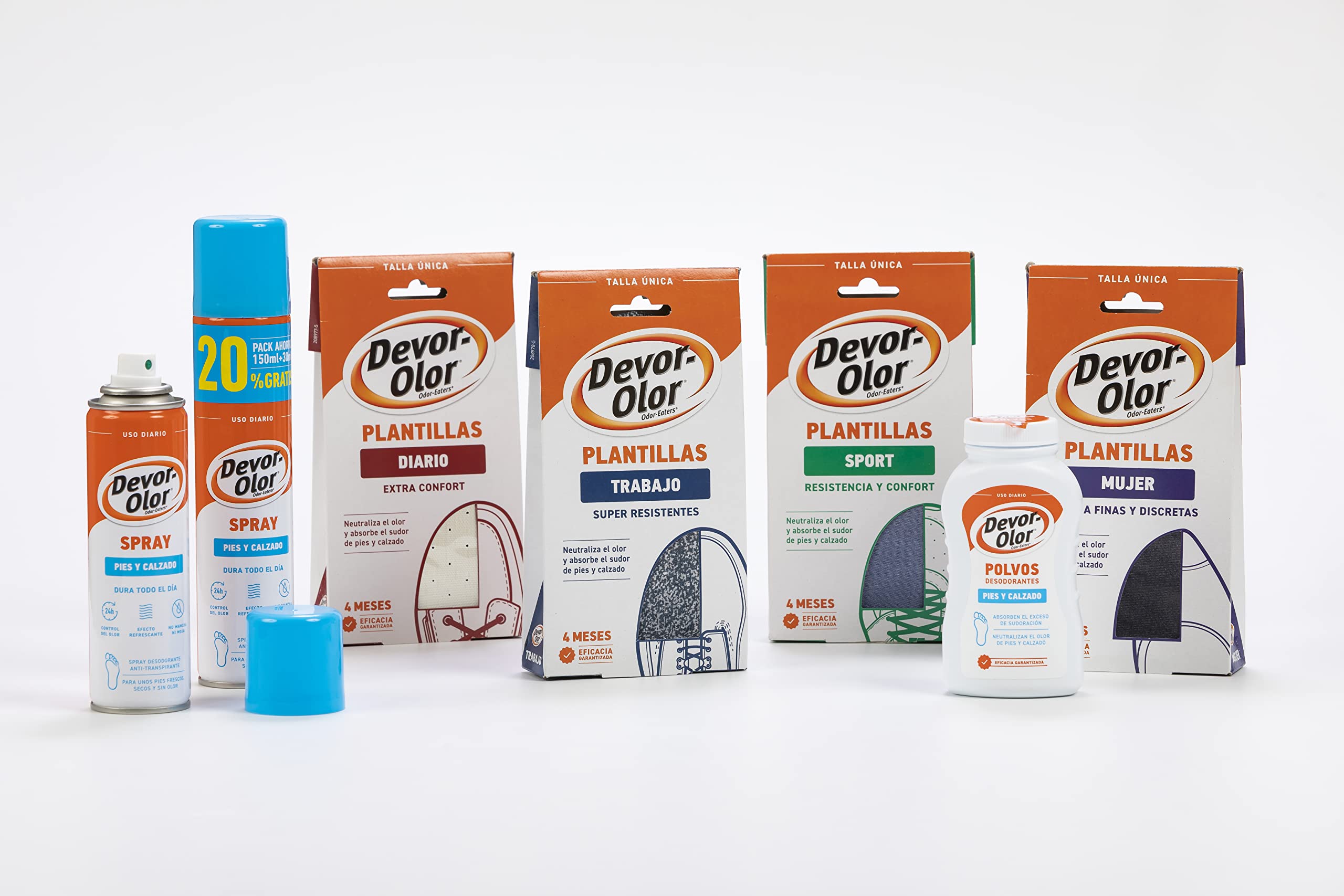 Devor-Olor | Spray pies y Calzado | Protección superior contra el olor y el sudor | Desodorante y antitranspirante para prevenir y eliminar instantáneamente el olor de los pies | +20% 180 ml