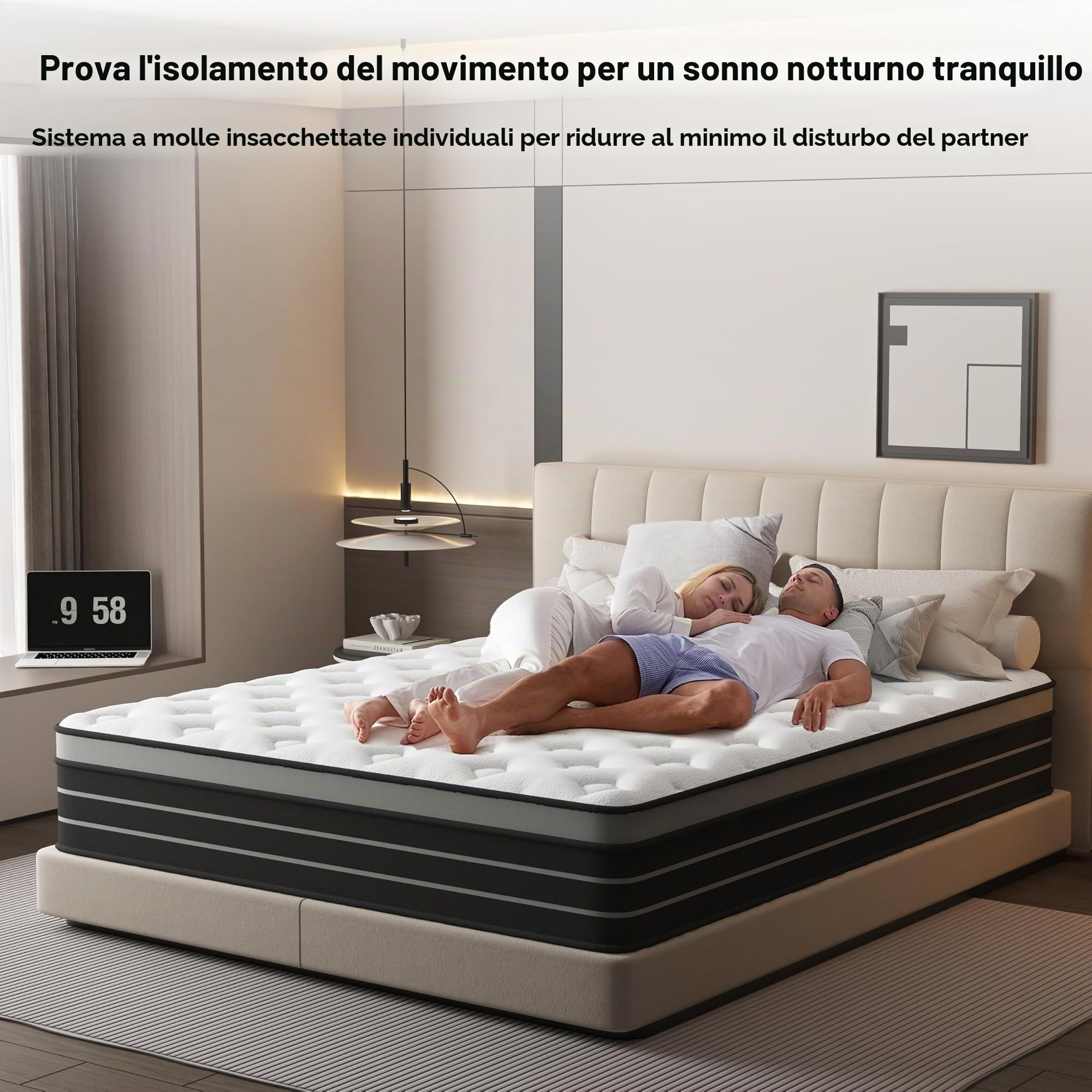 Materasso di 120 x 200 cm con sommiere a molle, durezza H3, adatto per bambini e adulti, certificato Öko-Tex, materasso ergonomico a 7 zone, altezza 20 cm