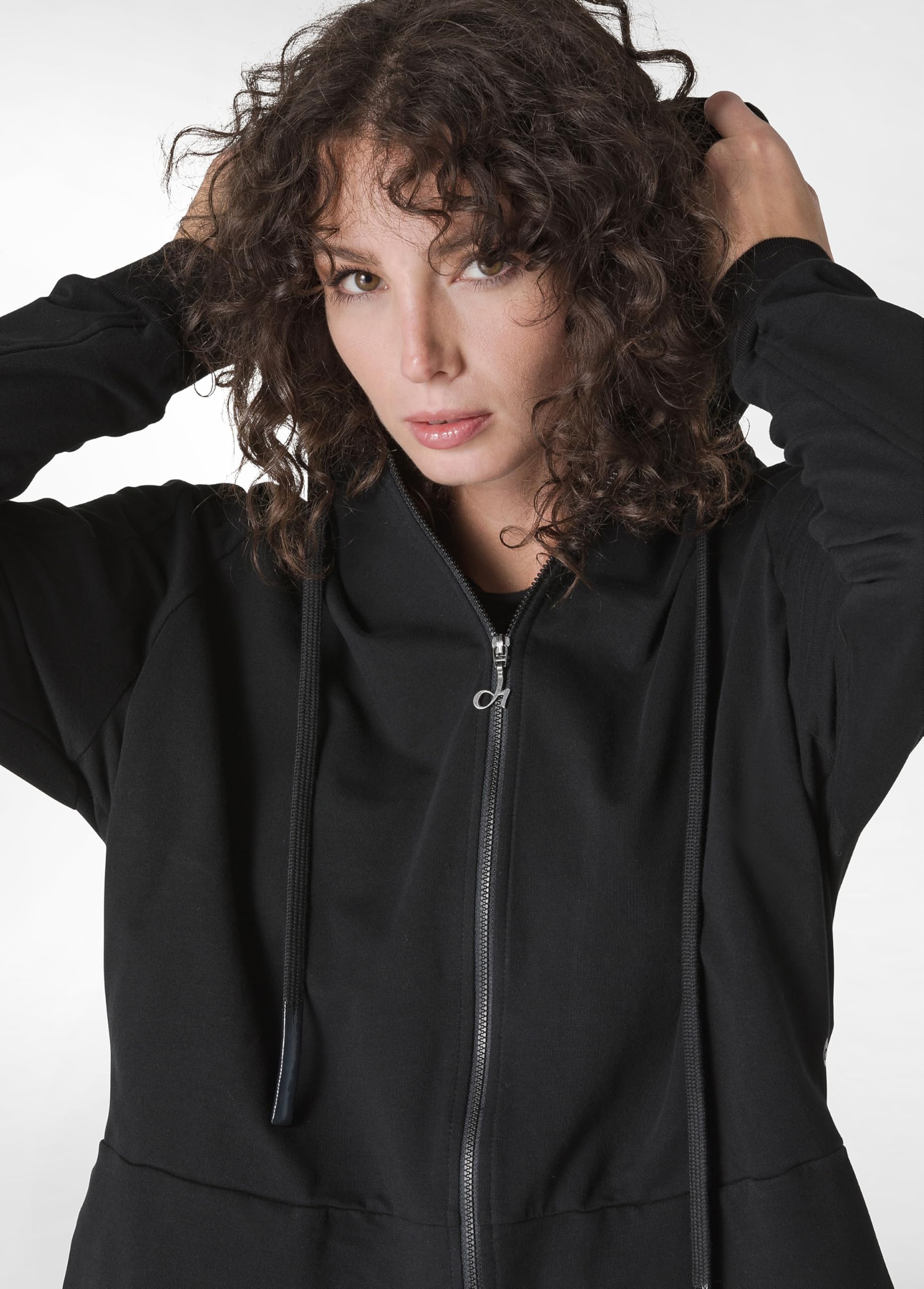 DEHA - Felpa Logo Taping Full Zip Hoodie in Cotone per Donna