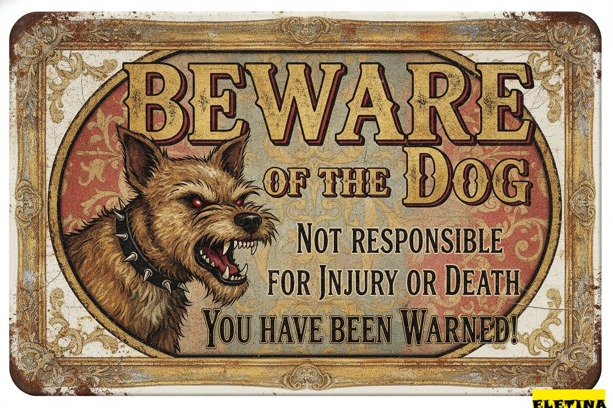Tin Sign for Man Cave Beware Of The Dog Yorkie You Have Been Warned Aluminum Metal Tin S Outdoor Yard Warning Fence Yard Home Kitchen Farm Garden Wall Decor 8x12 Inch Private Property Decorative