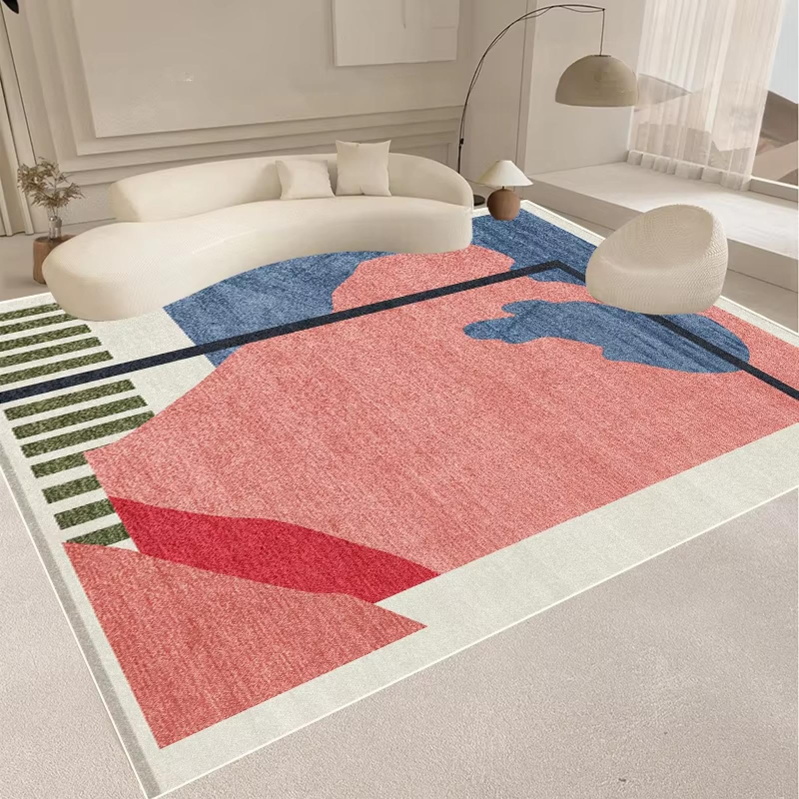 Tapis de salon moderne et abstrait 100x160cm lavable et antidérapant
