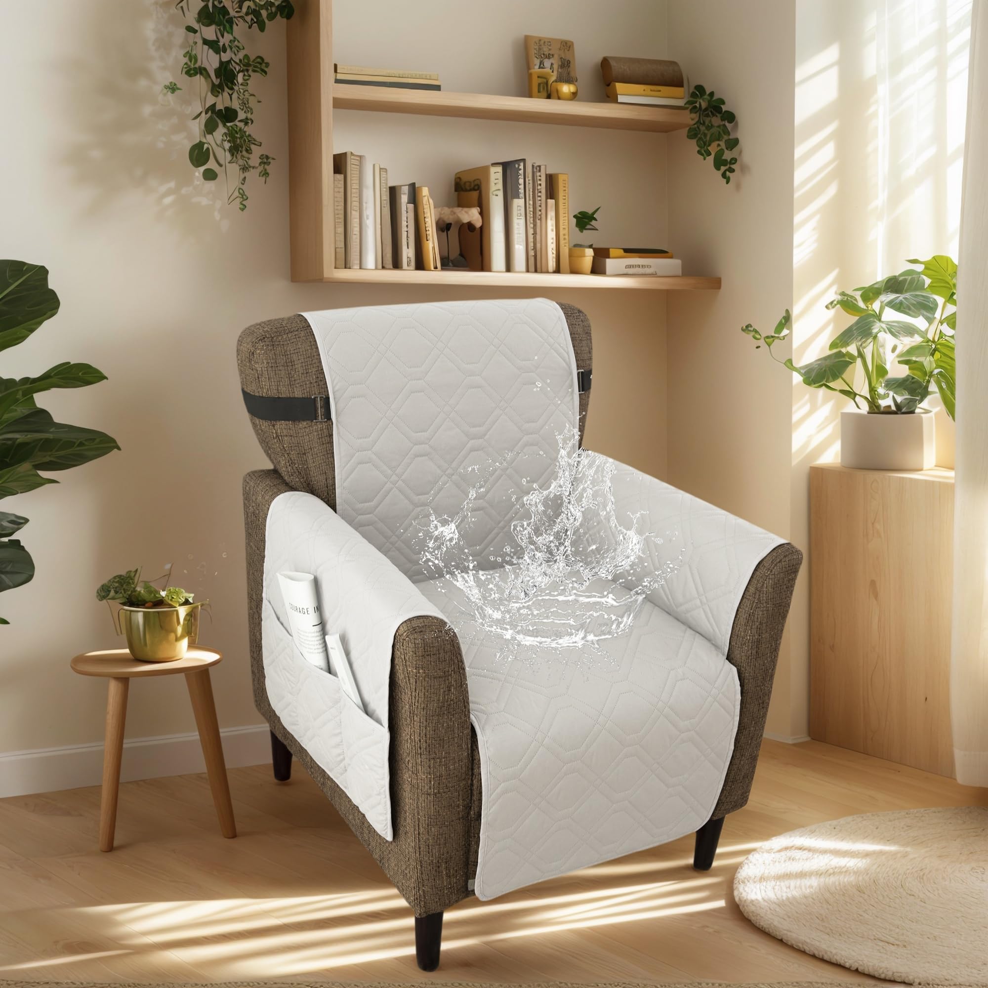 LiveGo 100% Waterproof Armchair Covers, Non-Slip Banquet Armchair Slipcover Pet & Kid Proof Armchair Protector, Soft Washable Fabric, Fits Accent Chairs, Recliners, Office Chairs โ image 1