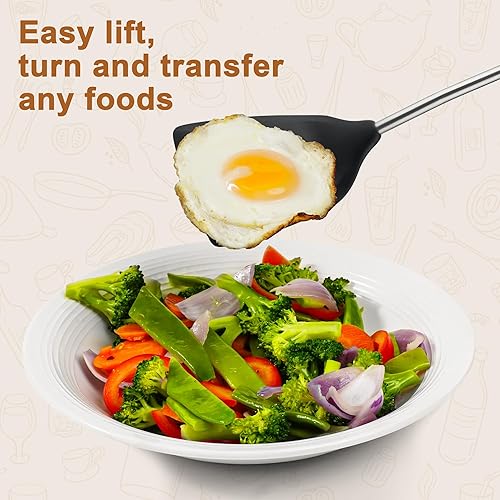 Miniatura 2 de FJNATINH Juego de espátulas y espátulas de silicona, espátulas antiadherentes, recubiertos de acero inoxidable con utensilios de cocina de silicona