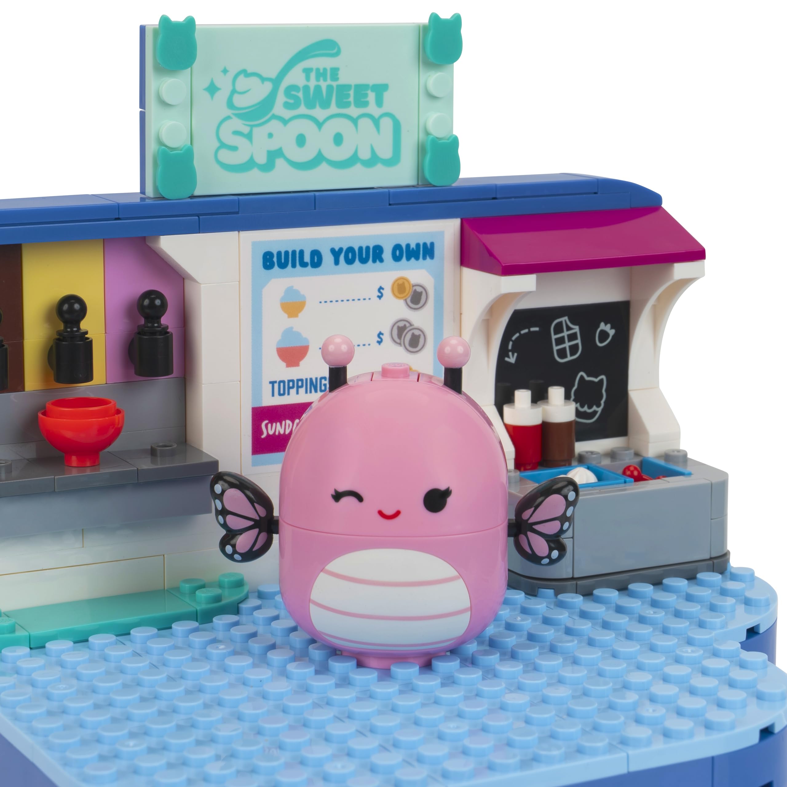 Squishmallows BLDR - Juego de construcción Divertido de Yogur congelado - Andreina la Mariposa + Mipsy el ajolote Figuras para Construir Fans 8+, 0096