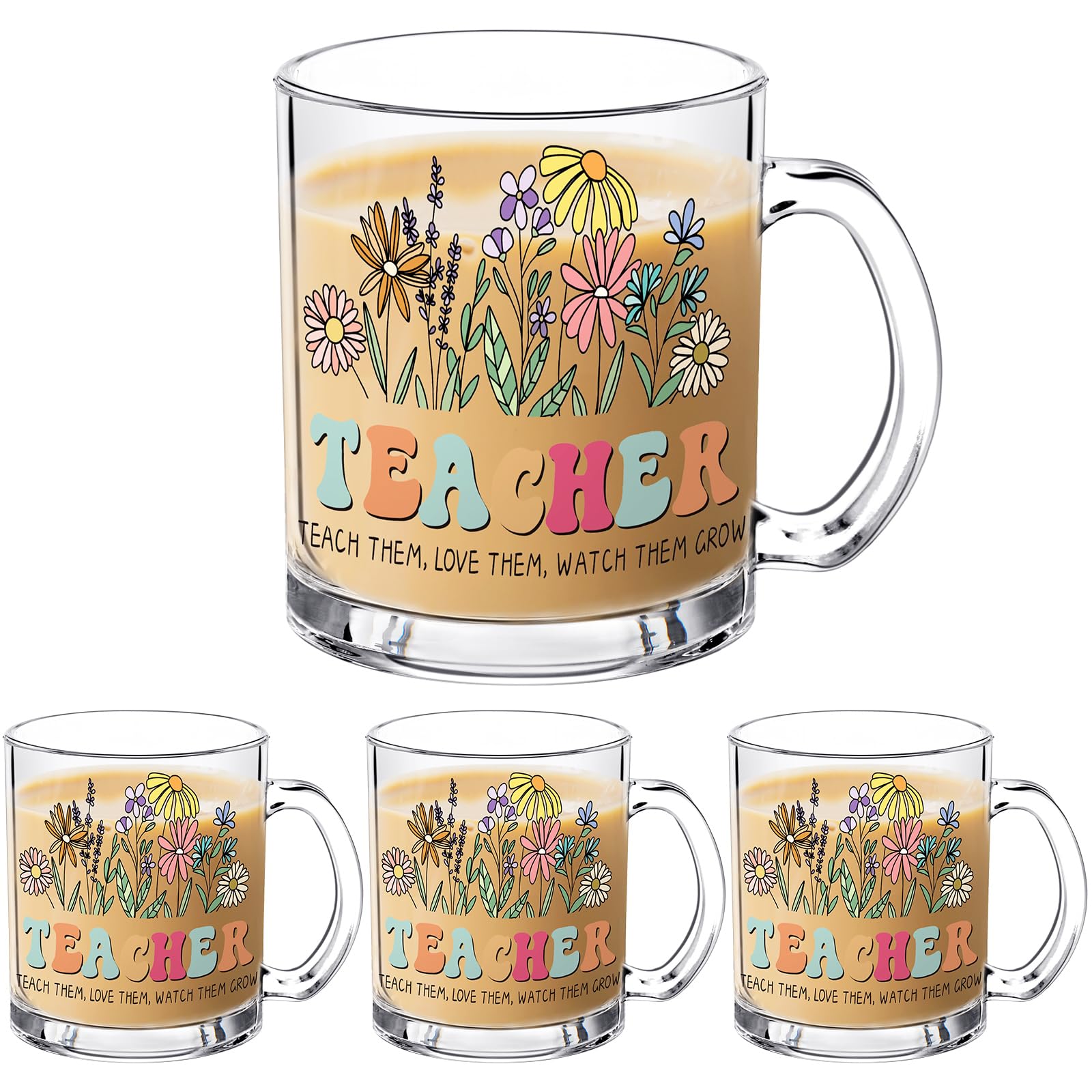 Photo 1 of **ONLY ONE**
3 Pcs 12oz Graduation Teacher Appreciation Glass Cup Gifts Helping Grow Glass Mugs with Handles Floral Ice Coffee Tea Cup End of Year Graduation Thank You Gifts for Teachers(Colorful,Wildflowers)