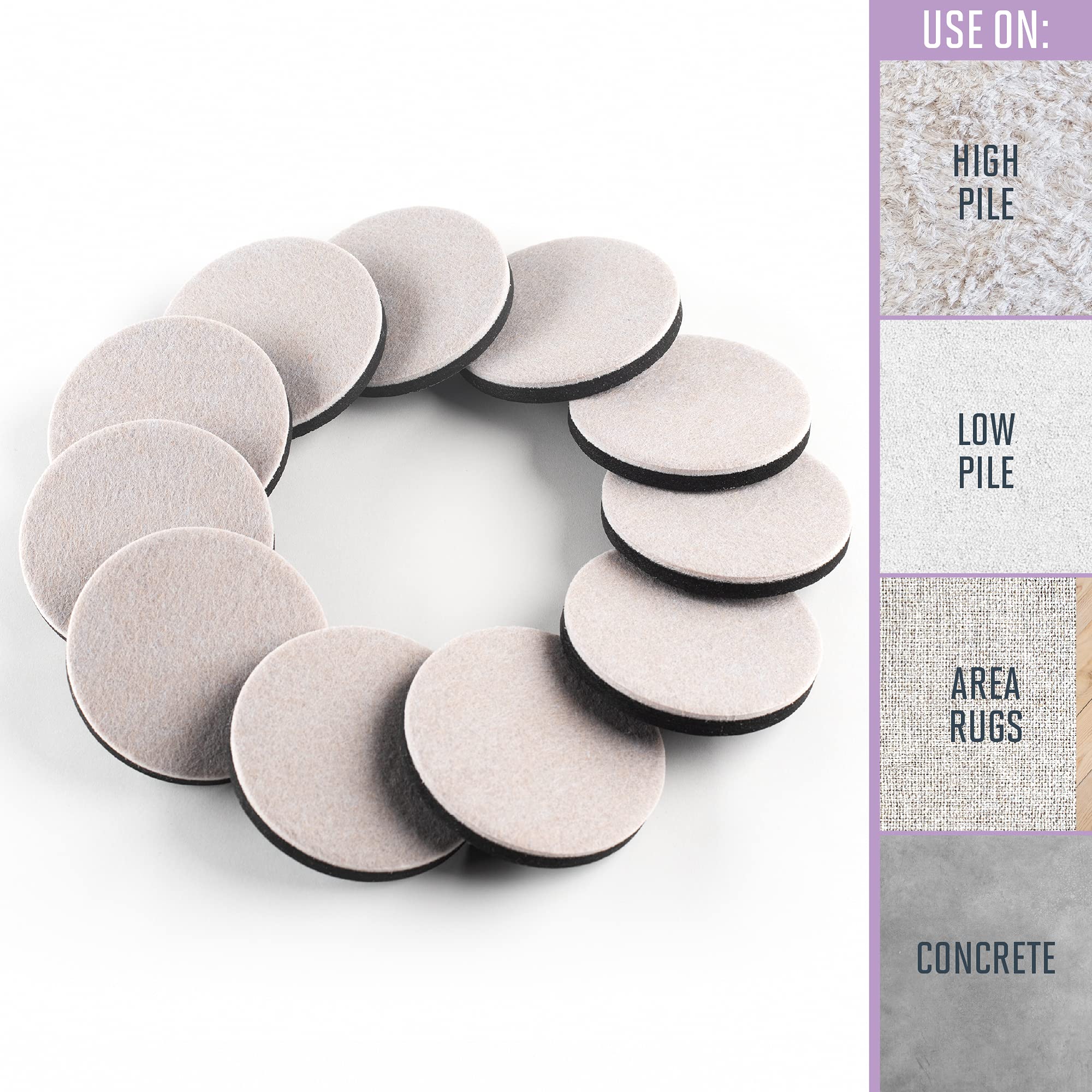 Super Sliders 3 1 2 Round Reusable Furniture Sliders or Movers for Hardwood to Move Mid-Sized Items Beige — view 2