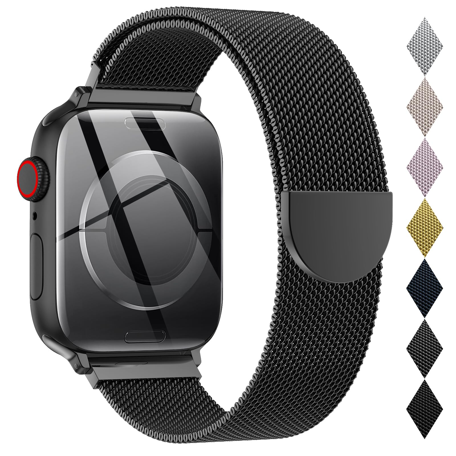 Original Milanese Loop Compatible with Apple Watch Straps 38mm 40mm 41mm 42mm 44mm 45mm 46mm 49mm Women & Men, Magnetic Clasp Adjustable Metal Bands for iWatch Series 11 10 9 8 7 6 5 4 2,Ultra 3,SE 3 — view 17