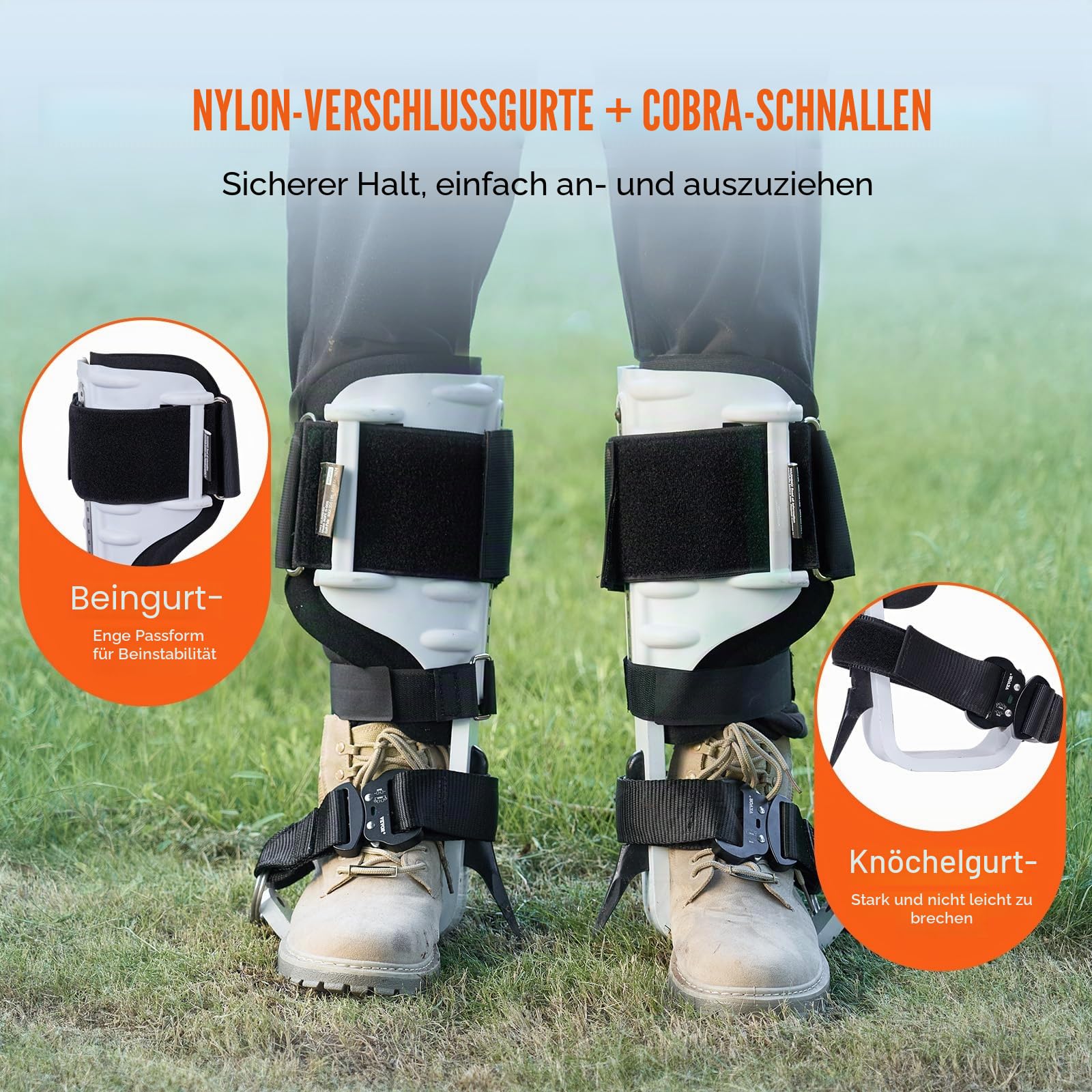 VEVOR Baumkletterspikes, 1 Paar höhenverstellbare Kletterspuren, 158.8 kg Tragfähigkeit, Baumkletterausrüstung mit Gurten, Baumpflegerausrüstung für Kletterer, Jagd, Obstpflücken