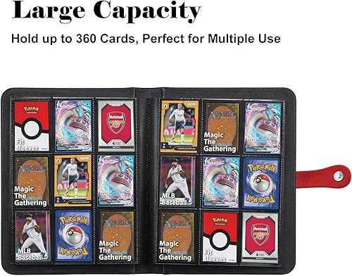 Miniatura 5 de HerriaT Carpeta de tarjetas intercambiables, carpeta de colección de tarjetas de poliuretano de 9 bolsillos para 360 tarjetas, libro de tarjetas