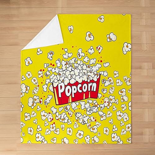 Miniatura 2 de Manta de franela amarilla de palomitas de maíz para niños, póster de cine, manta mullida para cama, sofá, sofá, decoración del hogar, manta de cama