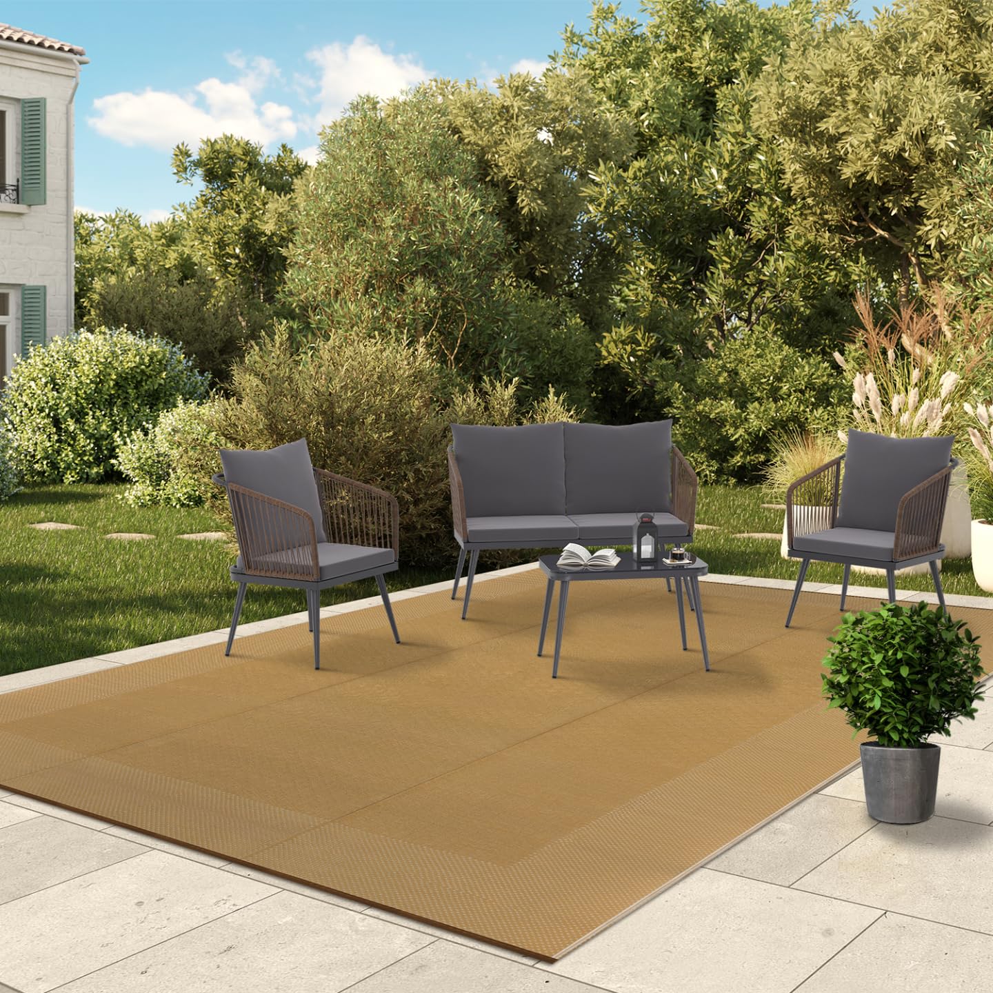 IDMarket - Tapis extérieur Keola Effet Jute 270 x 370 CM