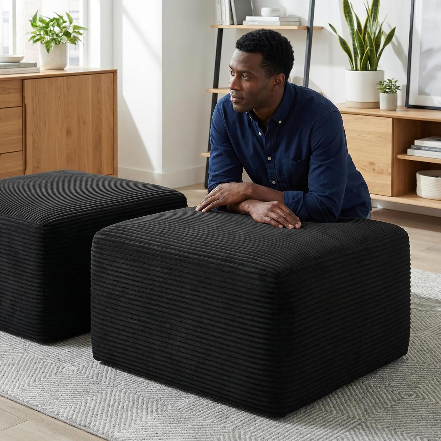 130” Modular Sectional Sofa, Modern Cloud Sectional Couch, Boneless Cloud Couch, No Assembly Required, Versatile Combination Deep Seat Cloud Sofa for Living Room & Apartment (Ottomans)