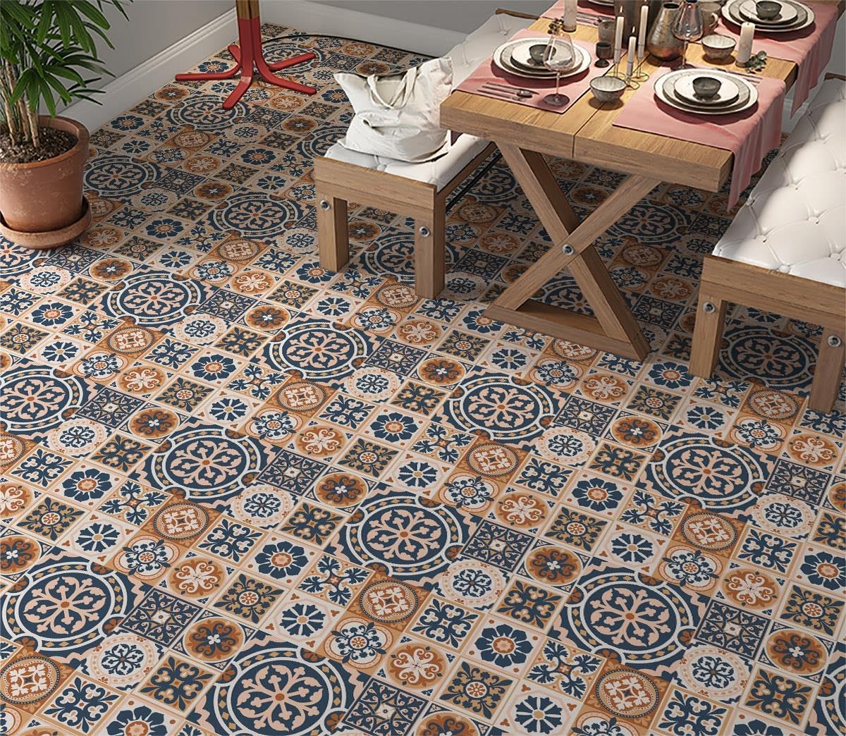StickerArt Yer Kaplama Zemin Kaplama Folyosu 65x130 cm Azulejo Floor