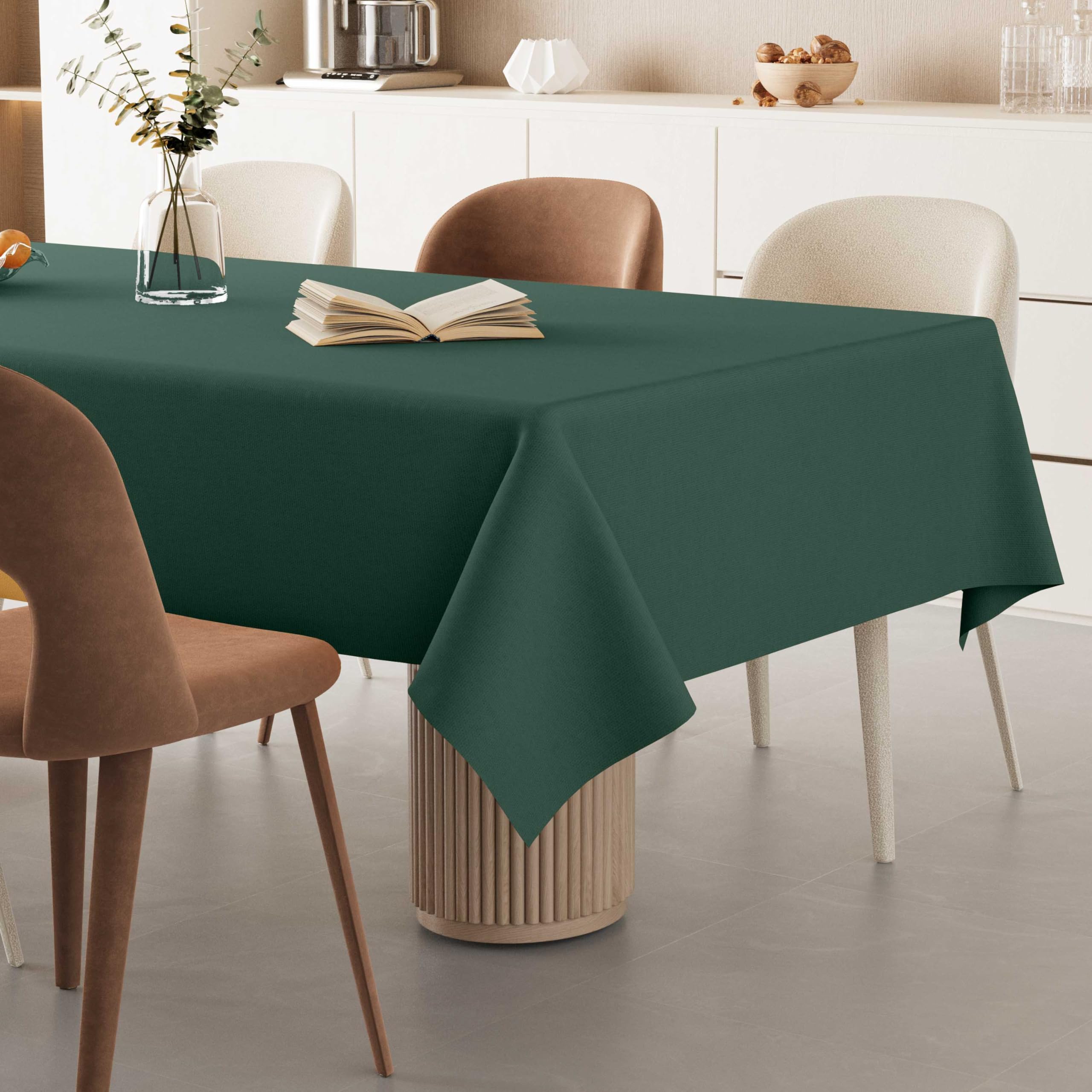 THE LINEN COMPANY Dining Table Cover, 91 x 51 Inch, Sea Green | Includes 5 FREE Hand Towels, 4 to 6 Seater, Cotton Canvas Rectangular, Machine Washable, Indoor & Outdoor-image-44