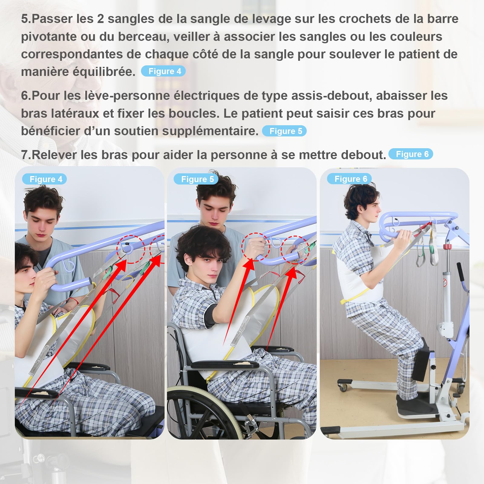 Sangle de Verticalisation pour Lève-Personne 230 kg, Sangle Sit to Stand avec Rembourrage Épais, Ceinture Réglable de Transfert Patient, Aide au Lever pour Fauteuil Roulant (L)