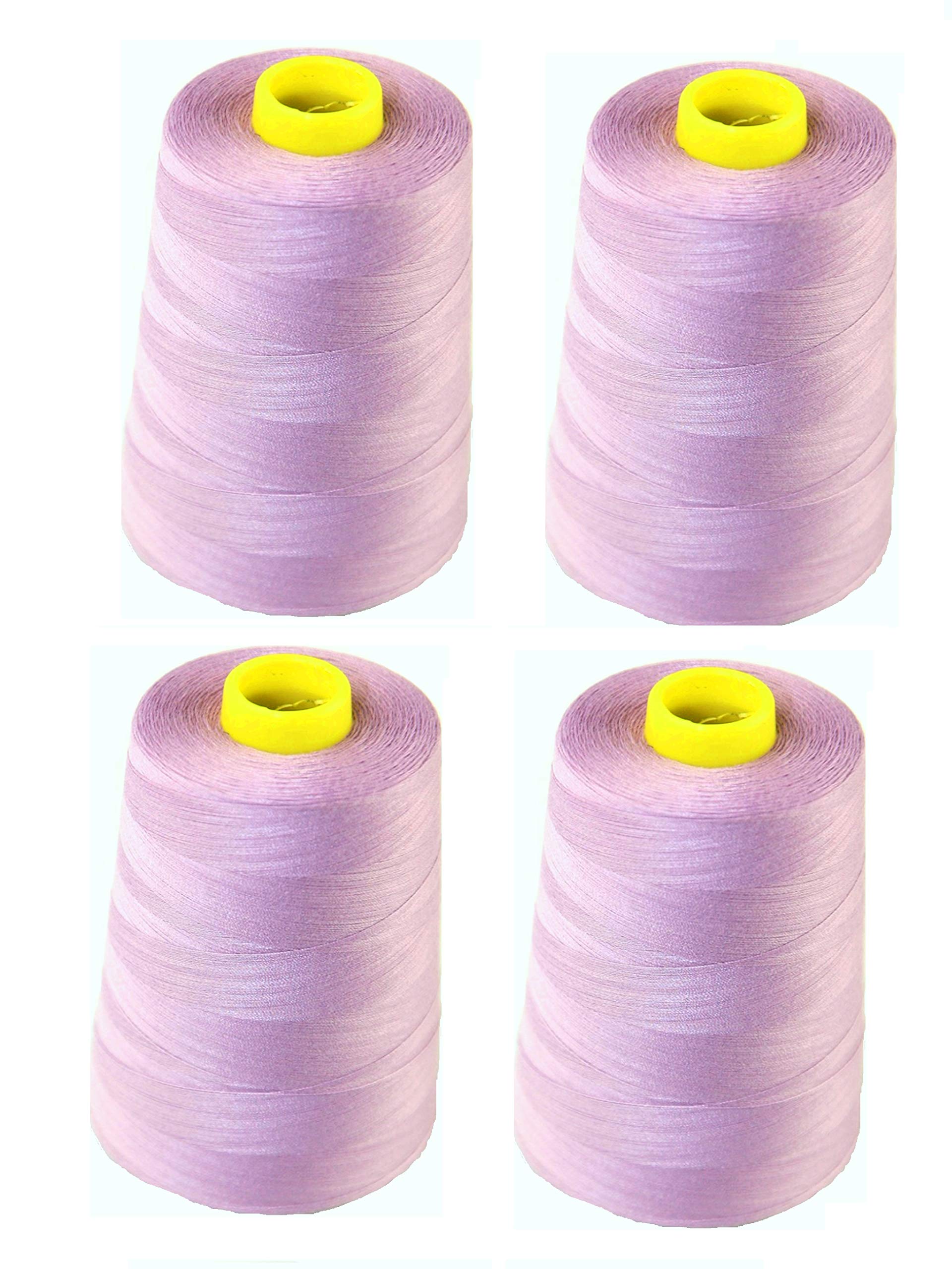 Gcs Lilac Polyester All Purpose Polyester Sewing Thread 40S/2 4 X 5000 Meters (5468 Yard) Cones (Lilac) 4 Large Cones For Sewing, Quilting, Piecing, Stitch, Serger And Overlock