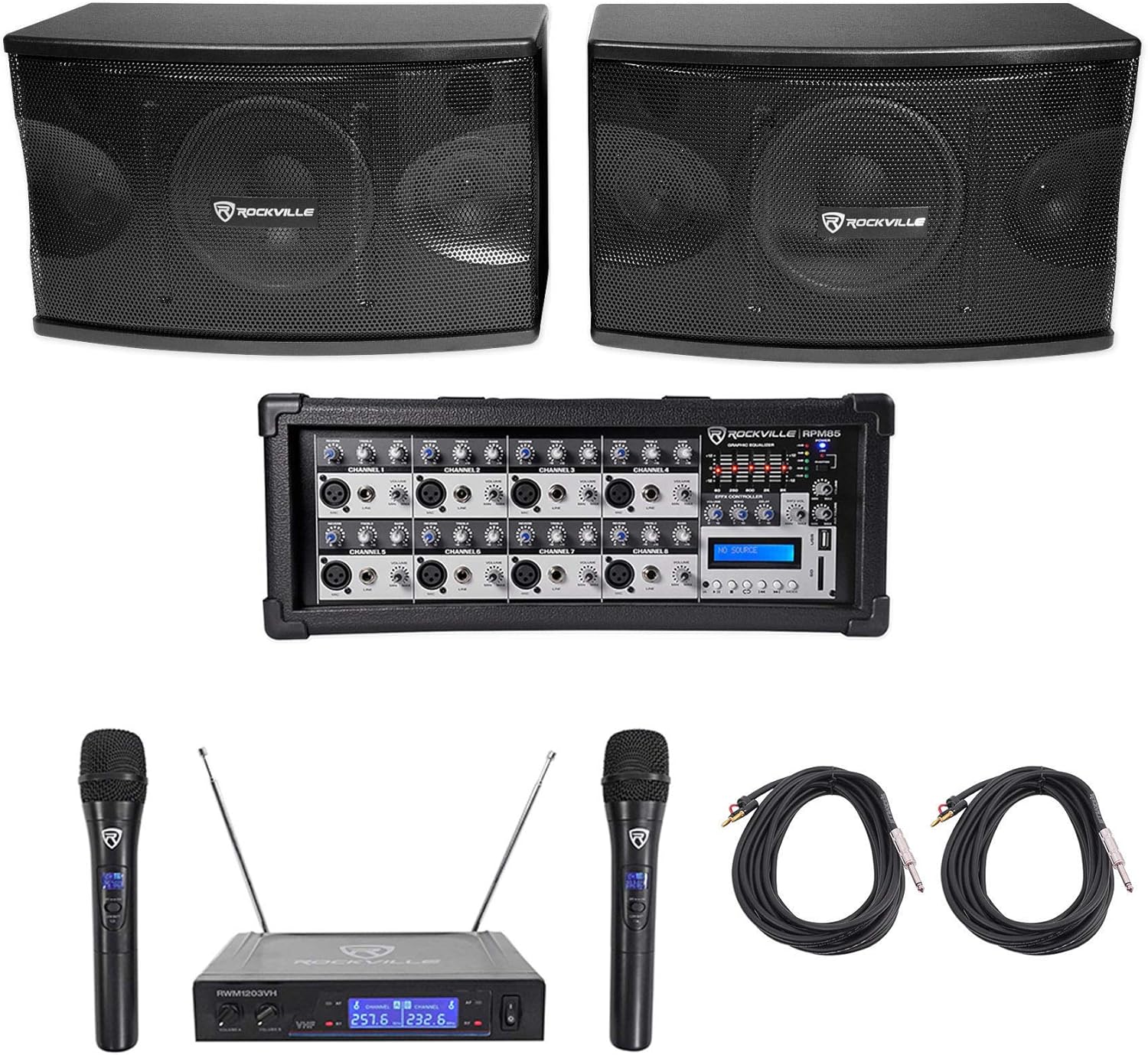 Pair Rockville KPS80 8" 3Way 800w Karaoke/Pro Speakers