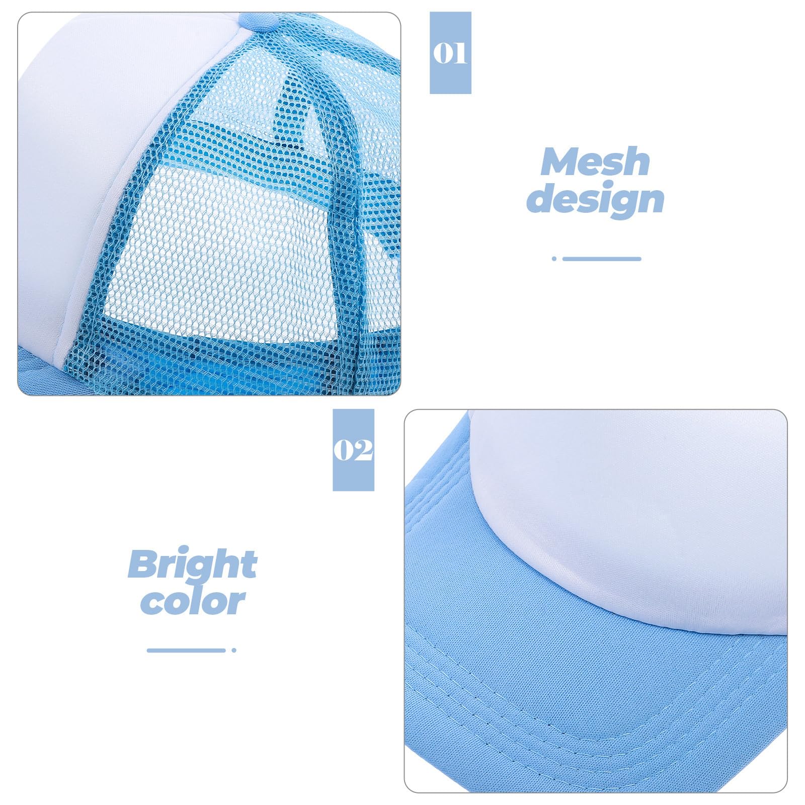 10 Gorras de Béisbol Sublimadas de Malla Lisas para Sublimación Gorra Ligera y Transpirable de Poliéster Color Azul Claro y Ideales para Actividades al Aire Libre y DIY