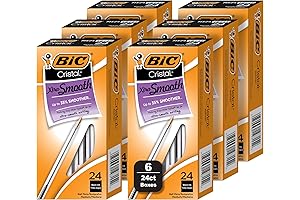Cristal Xtra Smooth Black Ballpoint Pens, Medium Point (1.0mm), 144-Count Bundle