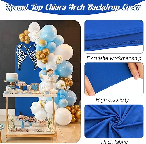 Miniatura 10 de Juego de 3 fundas de elastano ajustables para arco de boda, cubierta de fondo de arco negro, cubierta de fondo redonda para boda, fiesta de