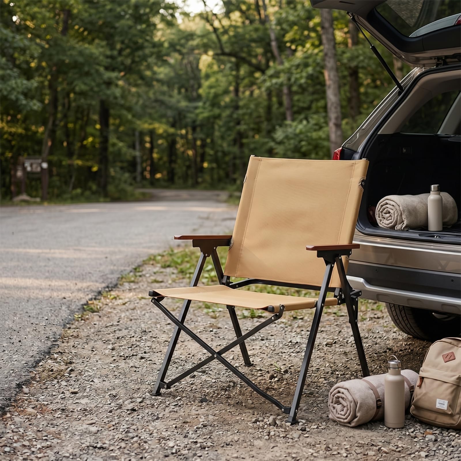 Harilla Siège de Camping Repliable avec Structure en Acier au Carbone et Tissu Oxford pour Les Activités de Plein Air et Les Loisirs Créatifs, Noir Encre