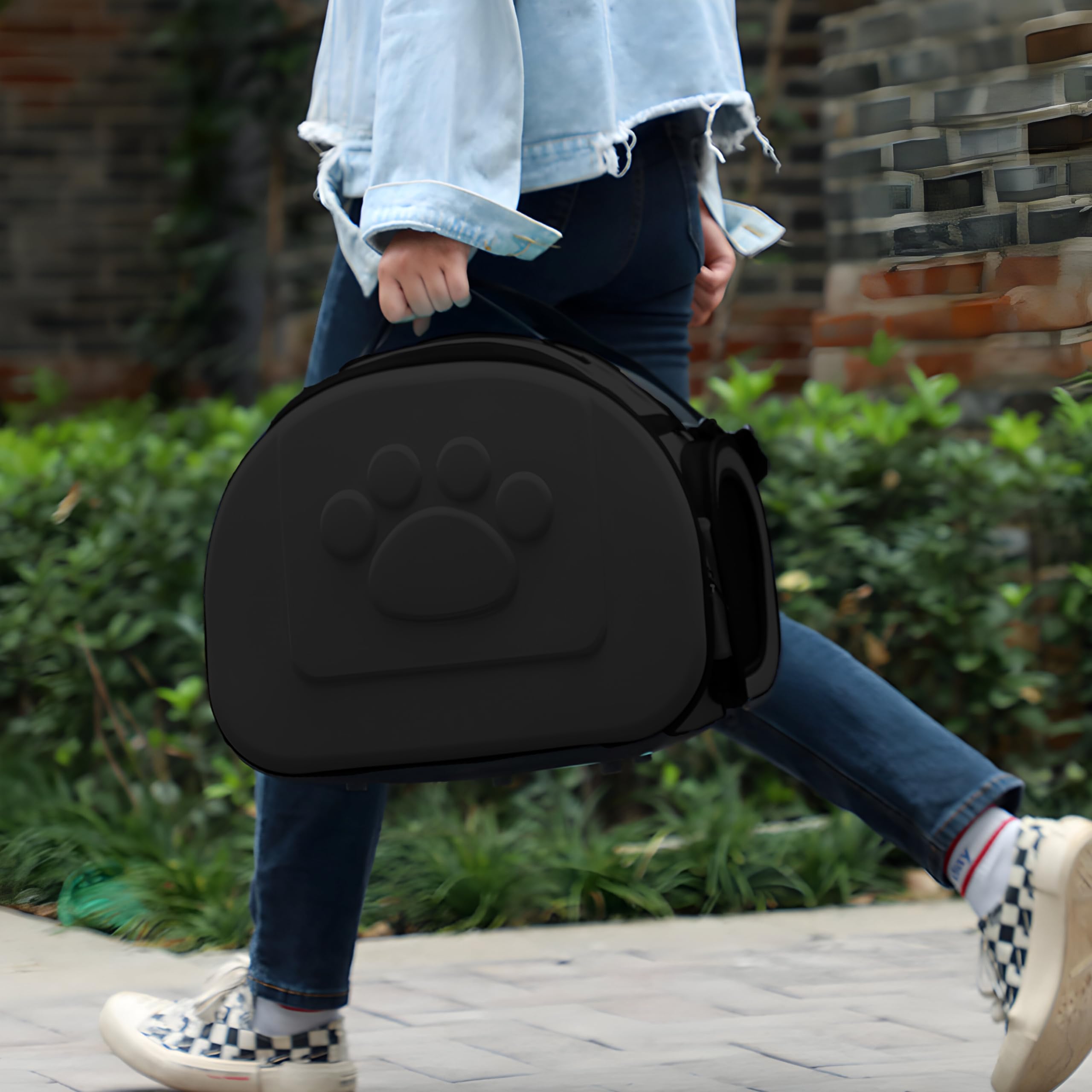 Retoo Sac de Transport, Cage de Transport pour Chat et Chien 43 x 32 x 27 cm - Sac de Transport Pliable pour Petits Chiens - Cage de Transport pour Chatons, Chiots et Lapins - Noir