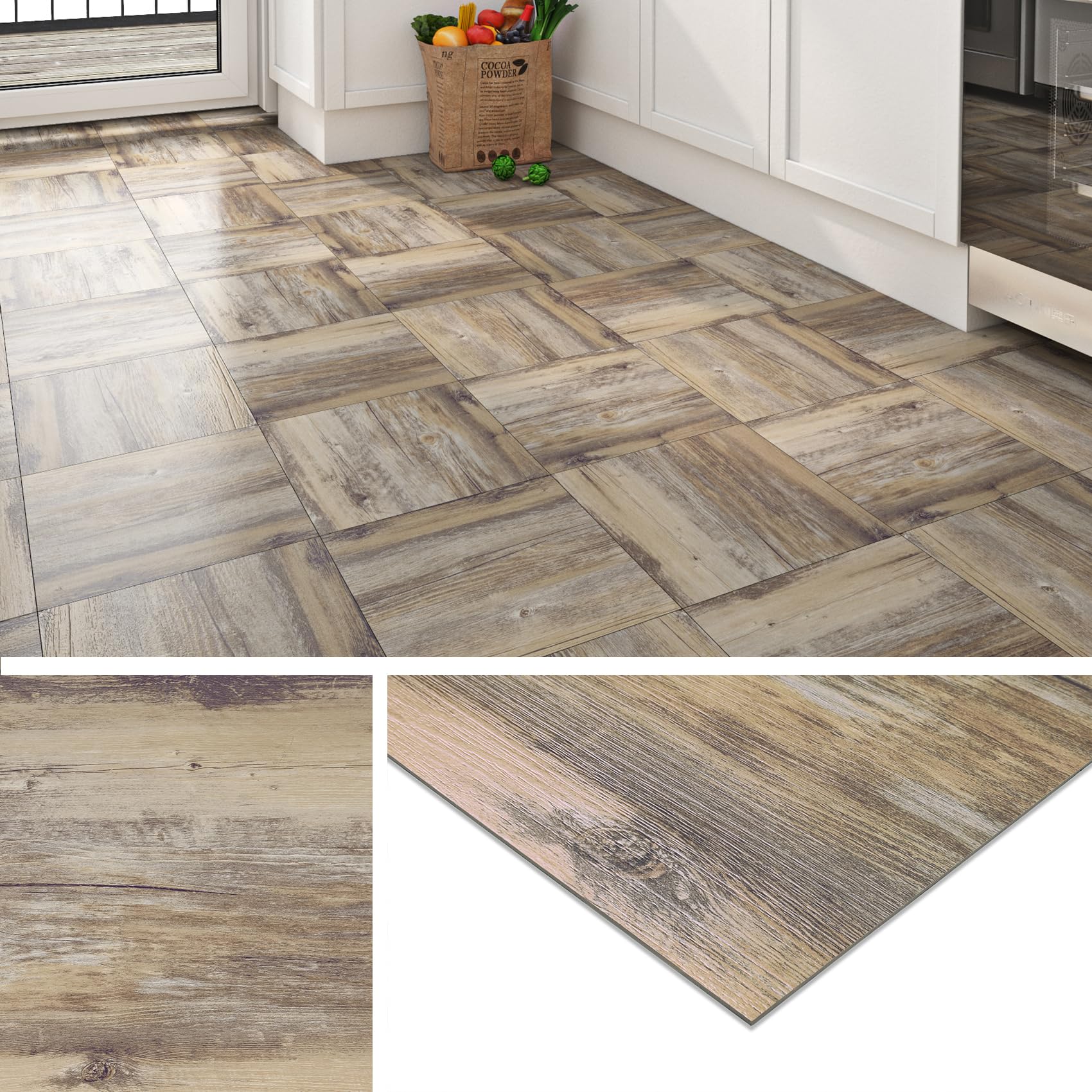 4 Piastrelle PVC Adesive Effetto Legno - 30x30cm, Per Bagno E Cucina - Foto 3