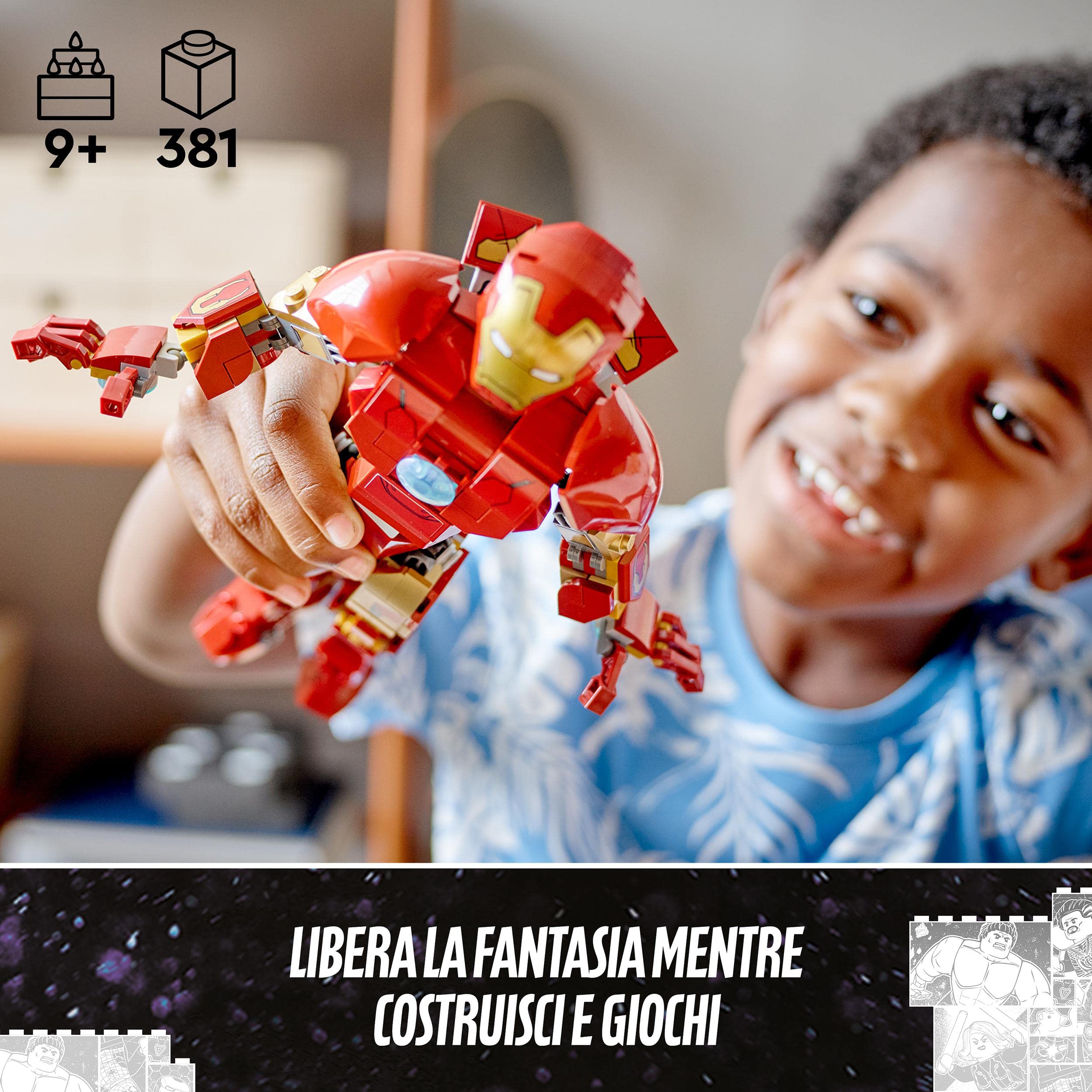 LEGO Marvel Personaggio di Iron Man, Giocattoli Super Heroes per Bambini, dal Film Avengers: Age Of Ultron della Saga dell'Infinito, Idee Regalo 76206
