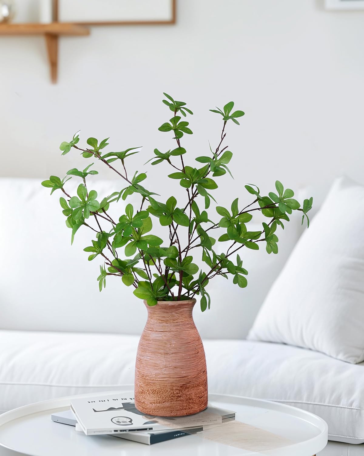 Ceramic Rustic Vase Set of 2 Neutral Terracotta Vases,Farmhouse Decor Cotta Vase Pottery Decorative Flower for Home Table Living Room Table Shelf Entryway Decor