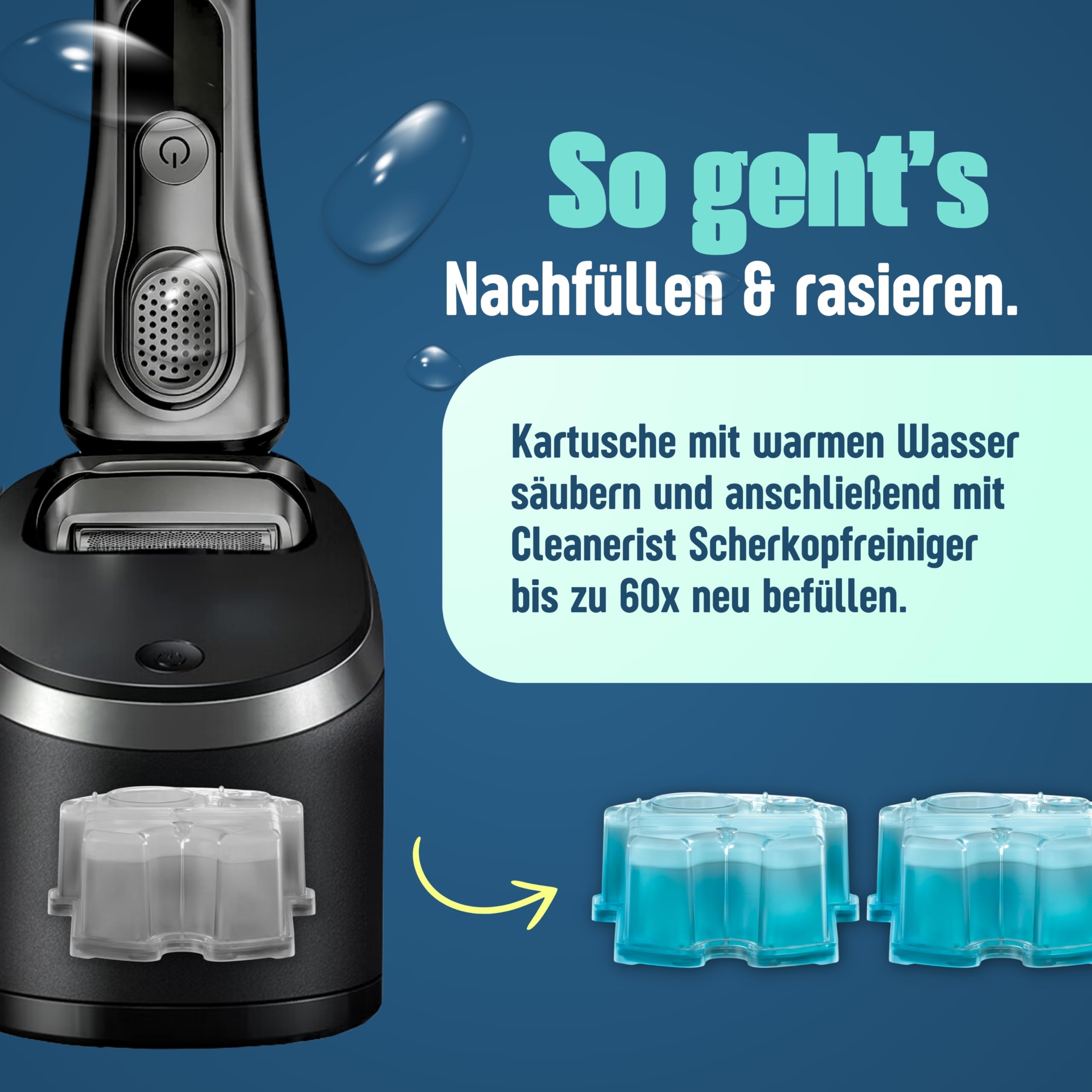Cleanerist | 6x 1L Scherkopfreiniger Nachfüllflüssigkeit für Braun Clean & Renew (Series 3/5/7/8/9) – Ersatz zum Nachfüllen von 60 CCR Reinigungskartuschen – Rasierer Reinigungsflüssigkeit Zitrone