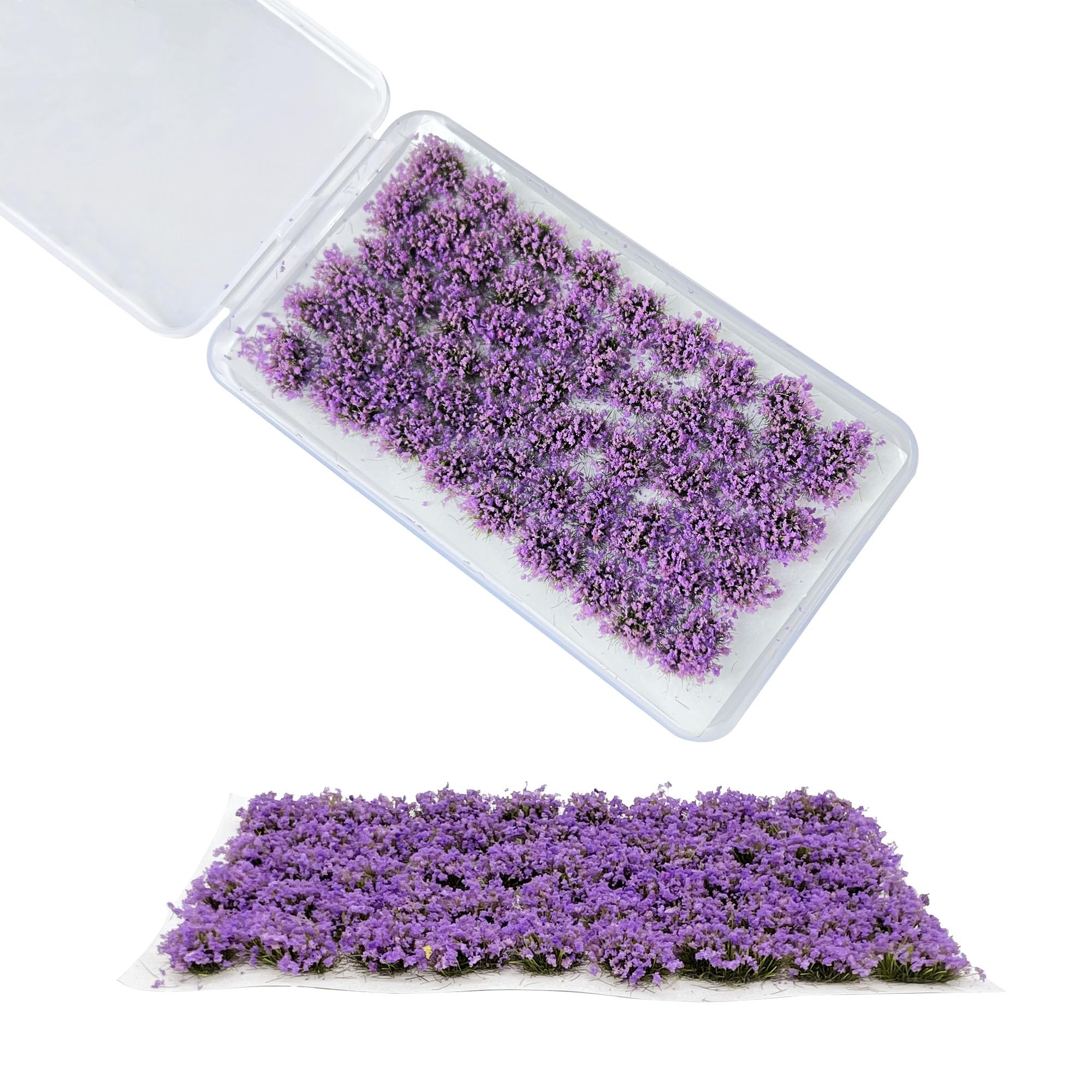 Woohome 53 Pcs DIY Miniature Flower Cluster Flower Vegetation Groups Purple Static Grass Tufts for Train Landscape Railroad Scenery Sand Military Layout Model Miniature Bases and Dioramas