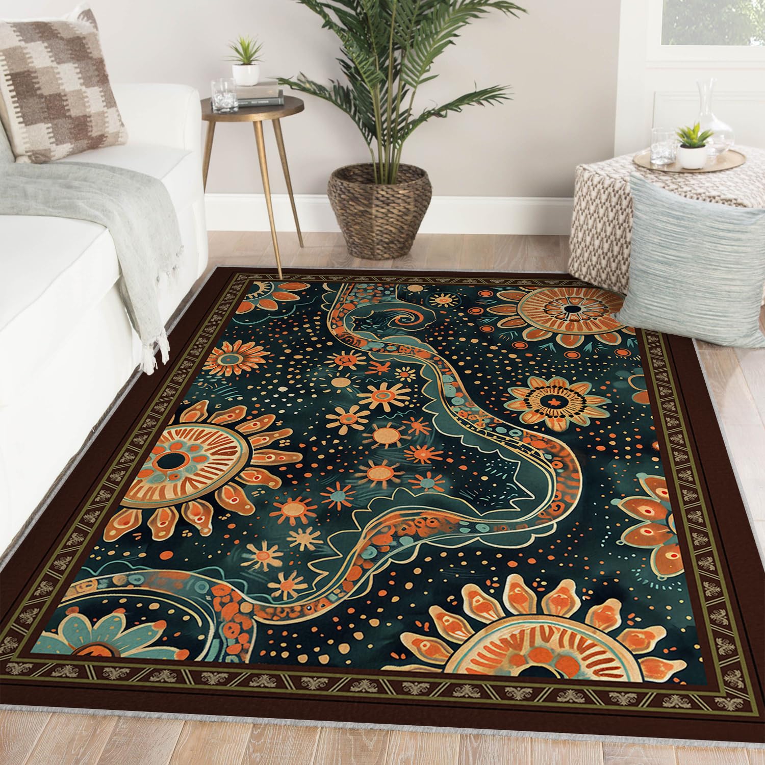 160 x 200 dywaniki do salonu paisley słonecznik zmywalne abstrakcyjne kropki boho miękki antypoślizgowy wodoodporny podłoga wewnętrzna duża sypialnia przedpokój jadalnia pokój zabaw