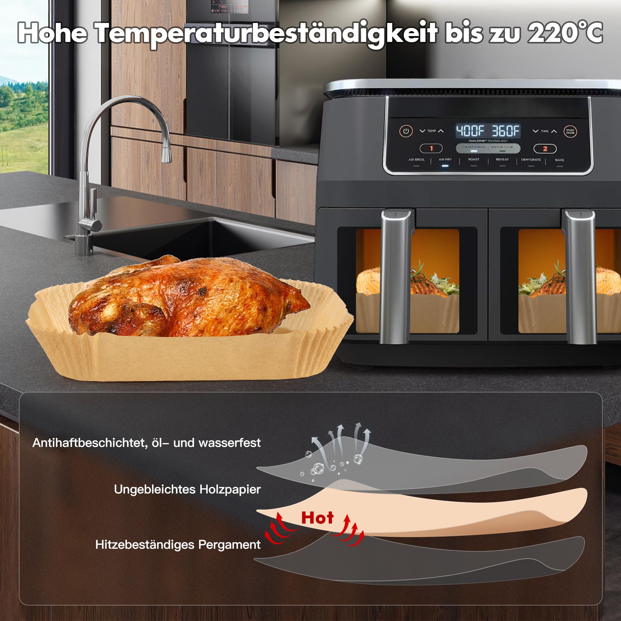 2Pcs Airfryer Silikonform für Ninja Foodi AF400EU AF300EU