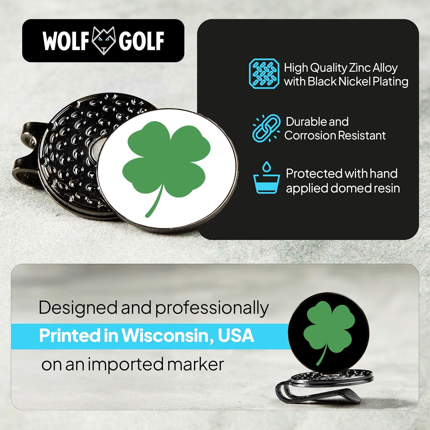 Wolf Golf Towels Golf Ball Marker Hat Clip Set | Multiple Sets to Choose from | 1 Magnetic Clip + 3 Ball Markers | Golf Accessories for Men & Women image 4