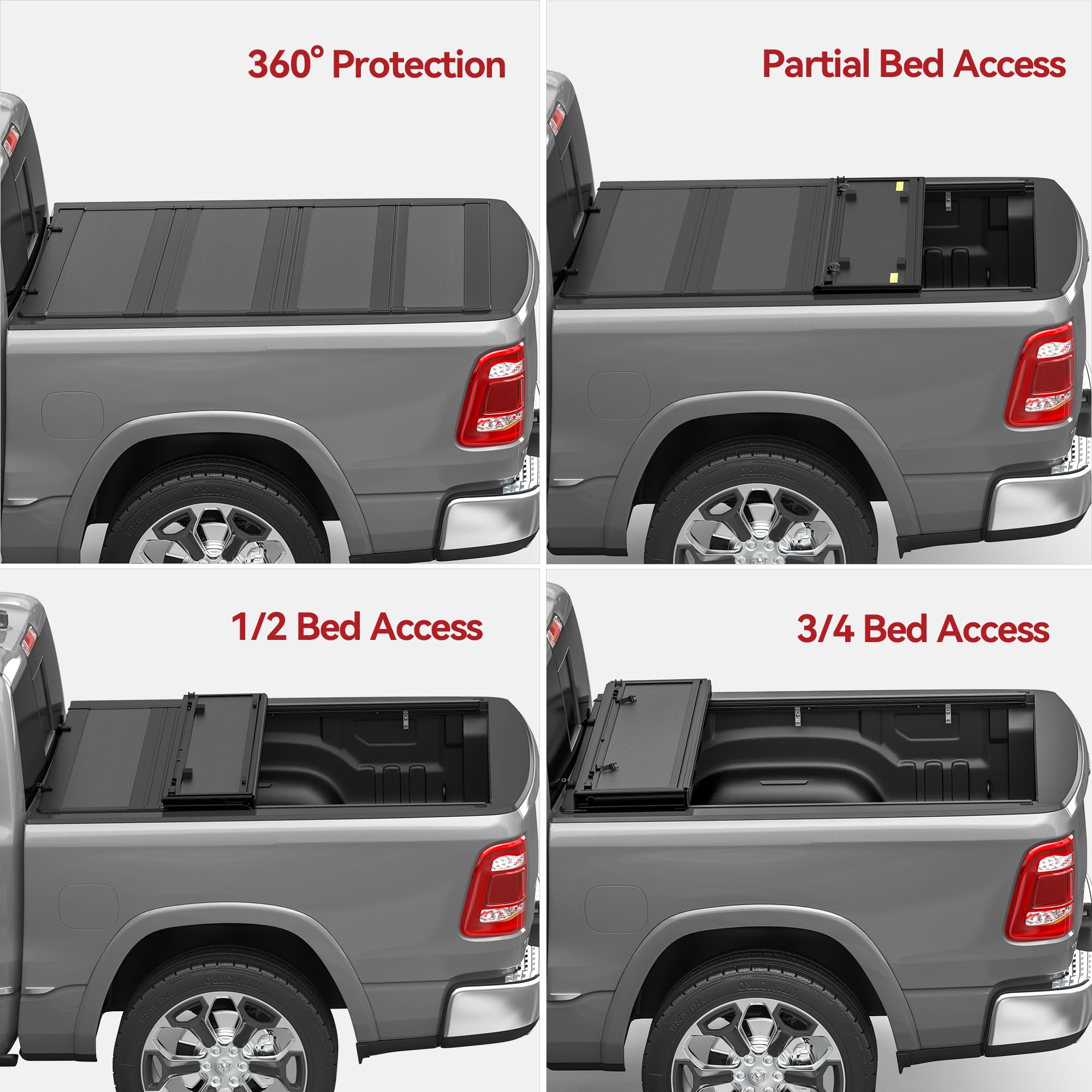 Amazon.com: YITAMOTOR Low-Profile Hard Quad-Fold Truck Bed Tonneau
