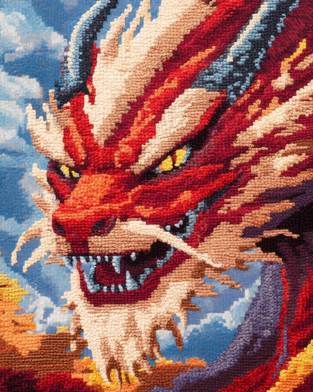 AMBATTERY Latch Hook Kits Carpet Fantasy Dragon 85x115cm
