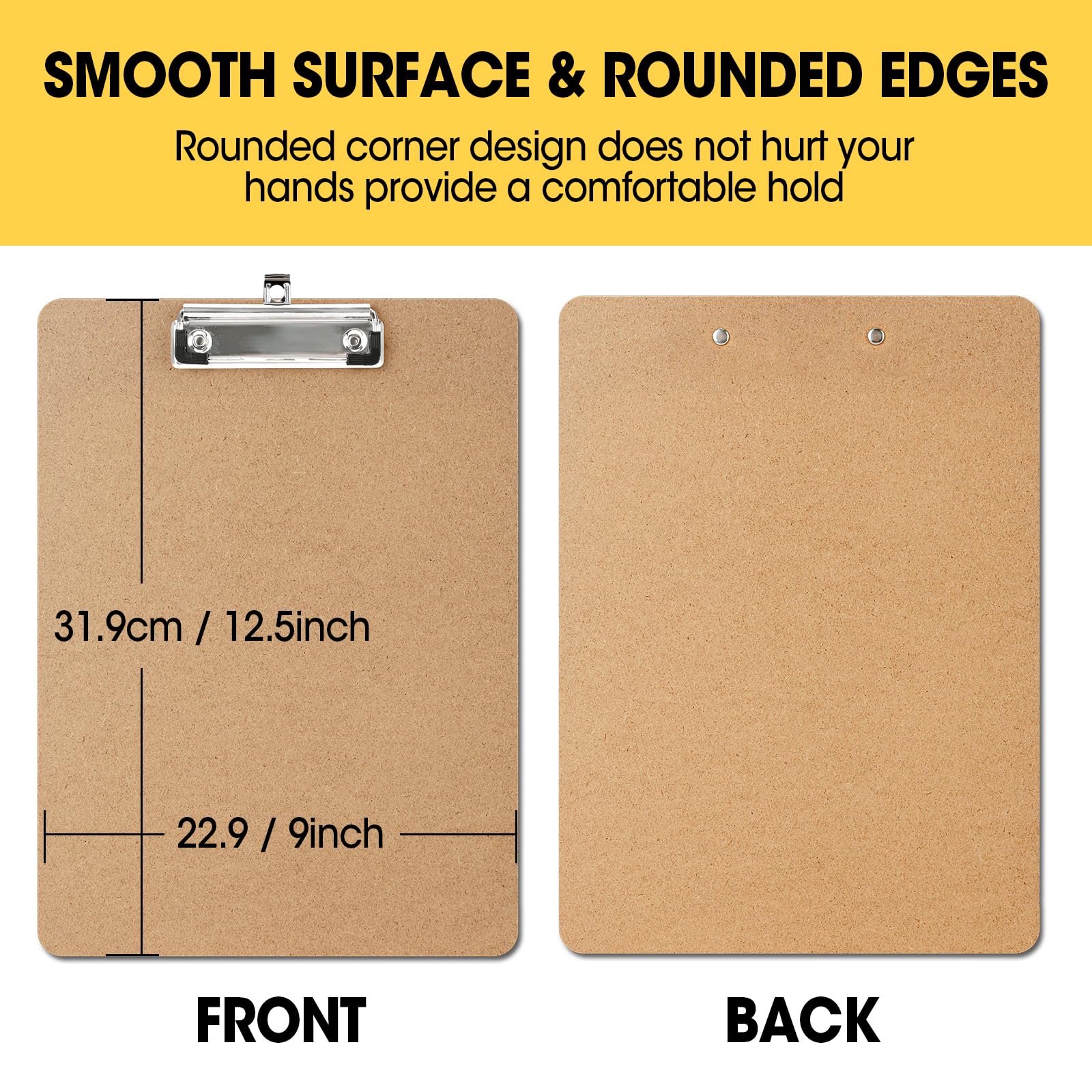 Klemmbretter aus Hartfaserplatte, A4, Standardgröße 22,9 x 31,8 cm, mit flachem Profil-Clip, 24 Stück