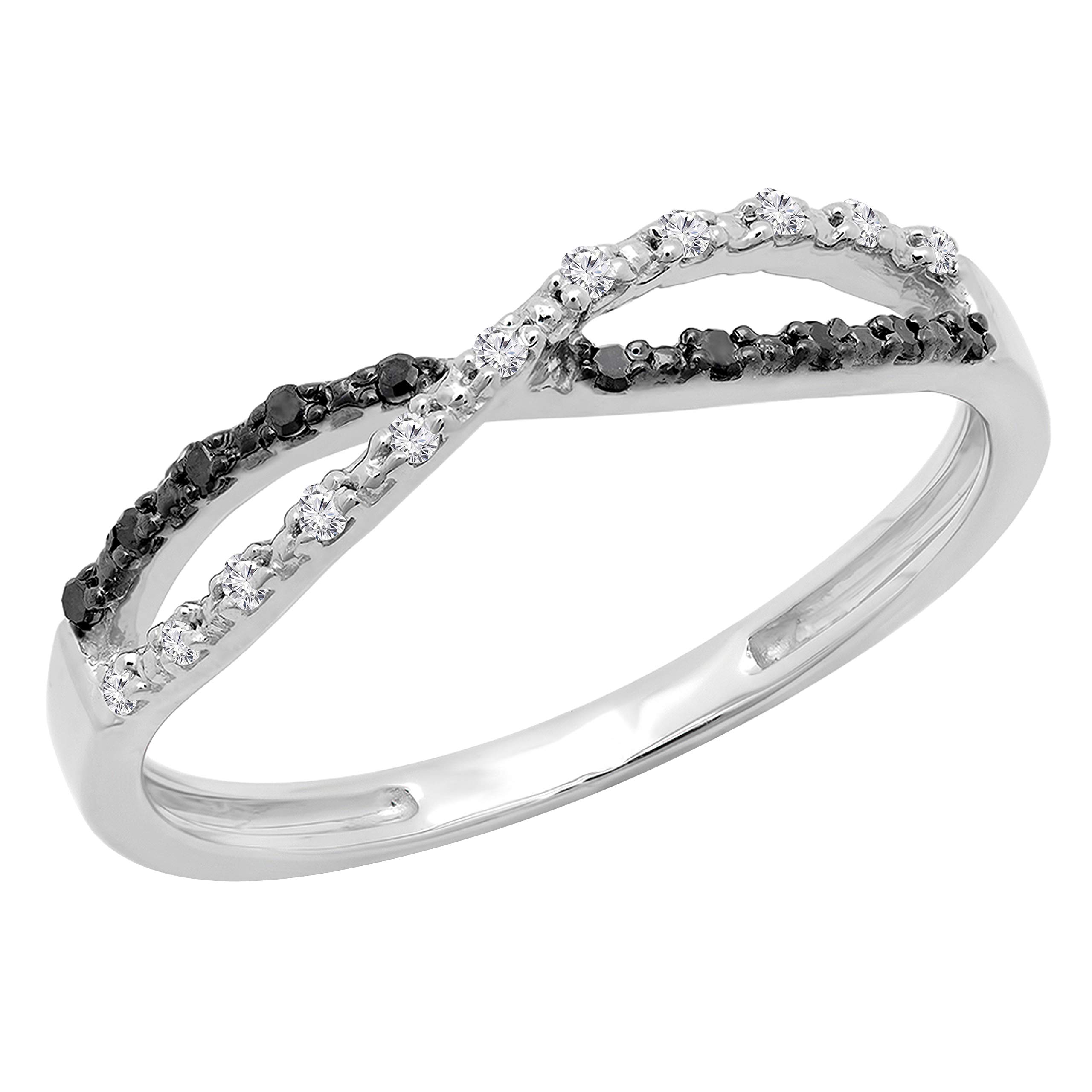 DazzlingRock Collection 10 quilates oro blanco redonda Black IJ diamanre negro