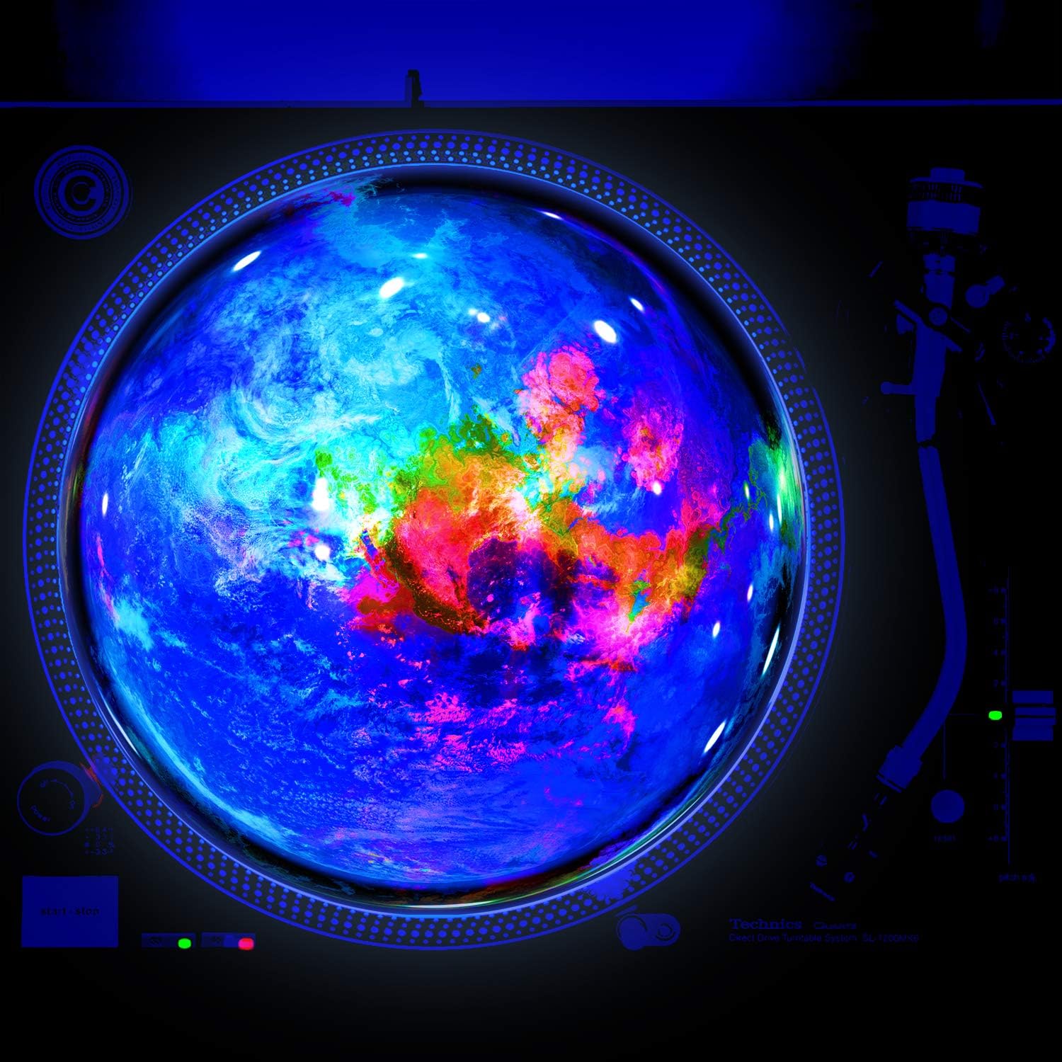 Tie Dye Marble Earth DJ Turntable Slipmat 12 inch GLOW