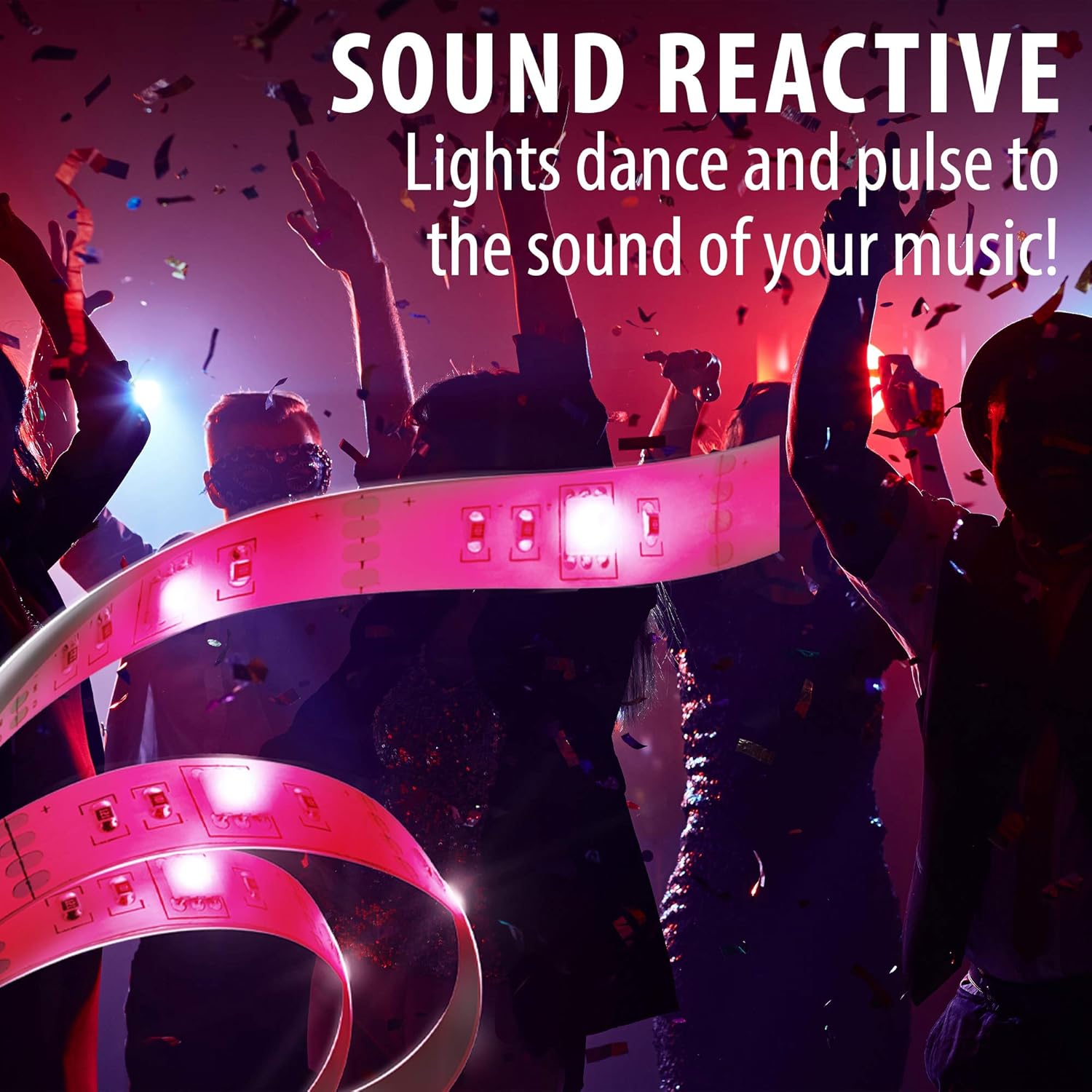 Xtreme USB Powered Sound Reactive LED Light Strip with 8 Unique Colors, 8 Color Changing Modes, Preinstalled Adhesive Back and Included IR Remote – 6.6ft : Tools & Home Improvement