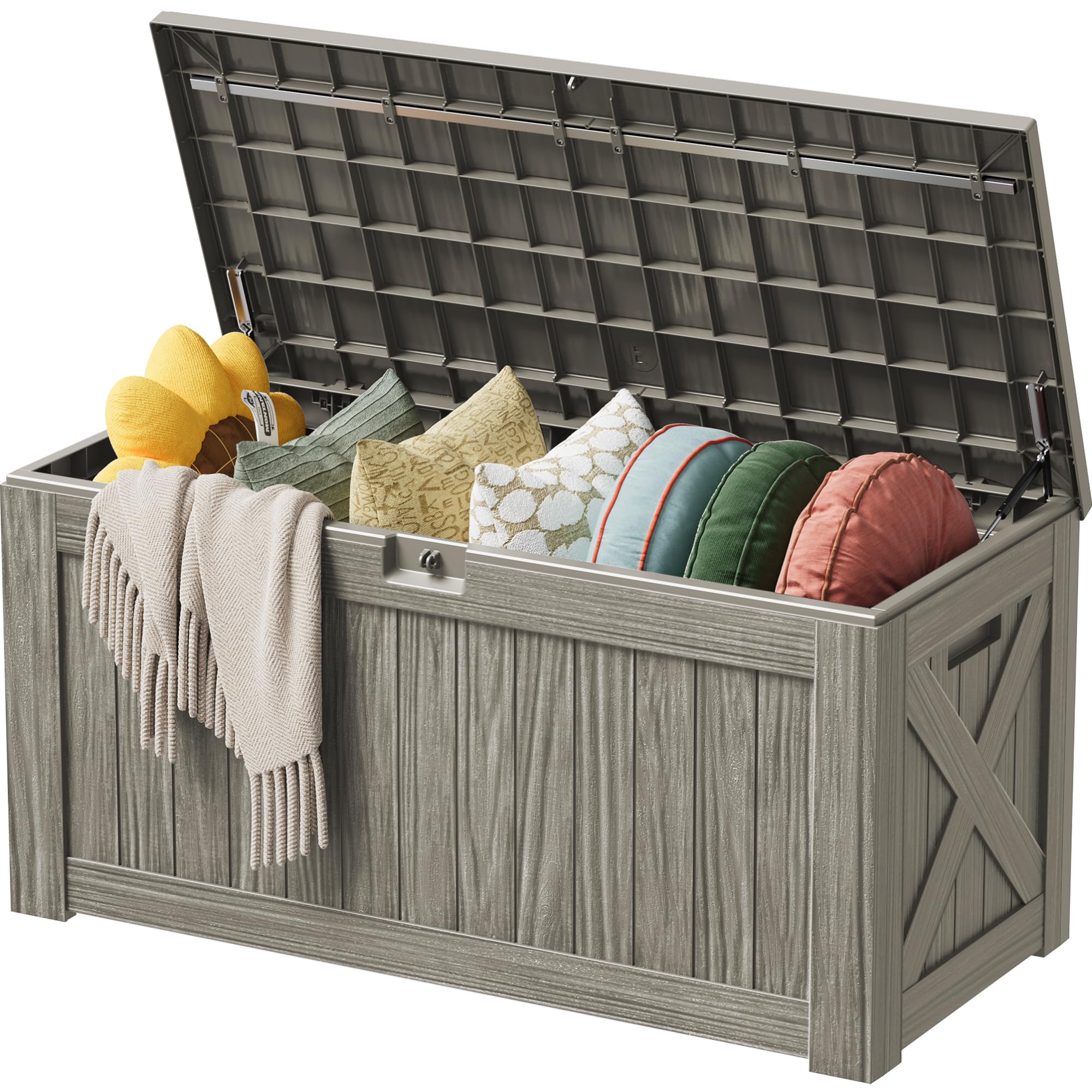 Devoko 125 Gallon Outdoor Storage Box, Waterproof Resin Deck Box
