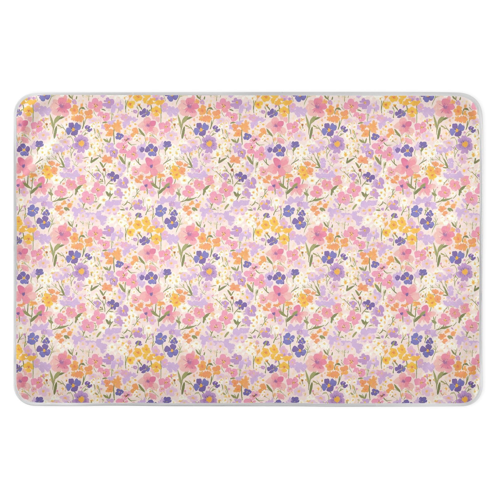 Colorful Floral Pattern Watercolor Diaper Mats Waterproof Washable Bed Wetting Pads Leakproof Quick Drying Pee Mats for Baby Toddler Children , 52