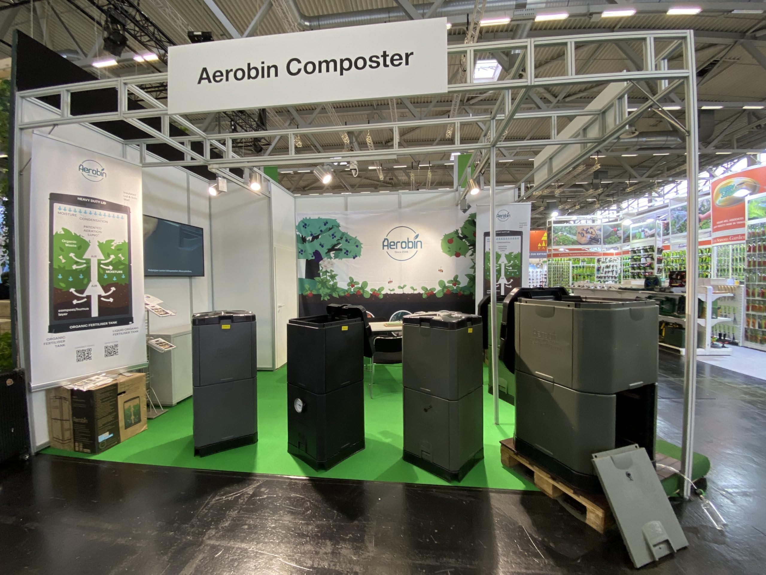 Aerobin 200L Isolierter Komposter Heißkomposter für Garten und Küchenabfälle Außen Kunststoff Kompostbehälter mit Internem Belüftungssystem Kein Umsetzen Ganzjährige Nutzung Grau